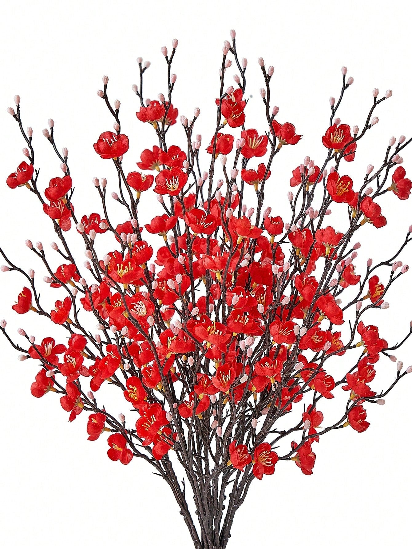 4/8pcs Artificial Flowers White Plum Blossom 21.7'' Fake Winter Sweet Long Stem Plastic Flowers Home Hotel Office Wedding Party Garden Decor