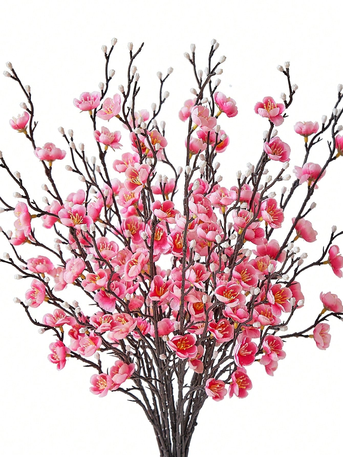 4/8pcs Artificial Flowers White Plum Blossom 21.7'' Fake Winter Sweet Long Stem Plastic Flowers Home Hotel Office Wedding Party Garden Decor