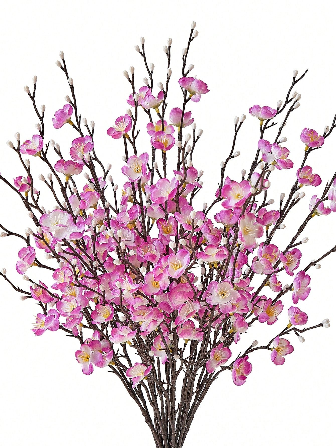 4/8pcs Artificial Flowers White Plum Blossom 21.7'' Fake Winter Sweet Long Stem Plastic Flowers Home Hotel Office Wedding Party Garden Decor
