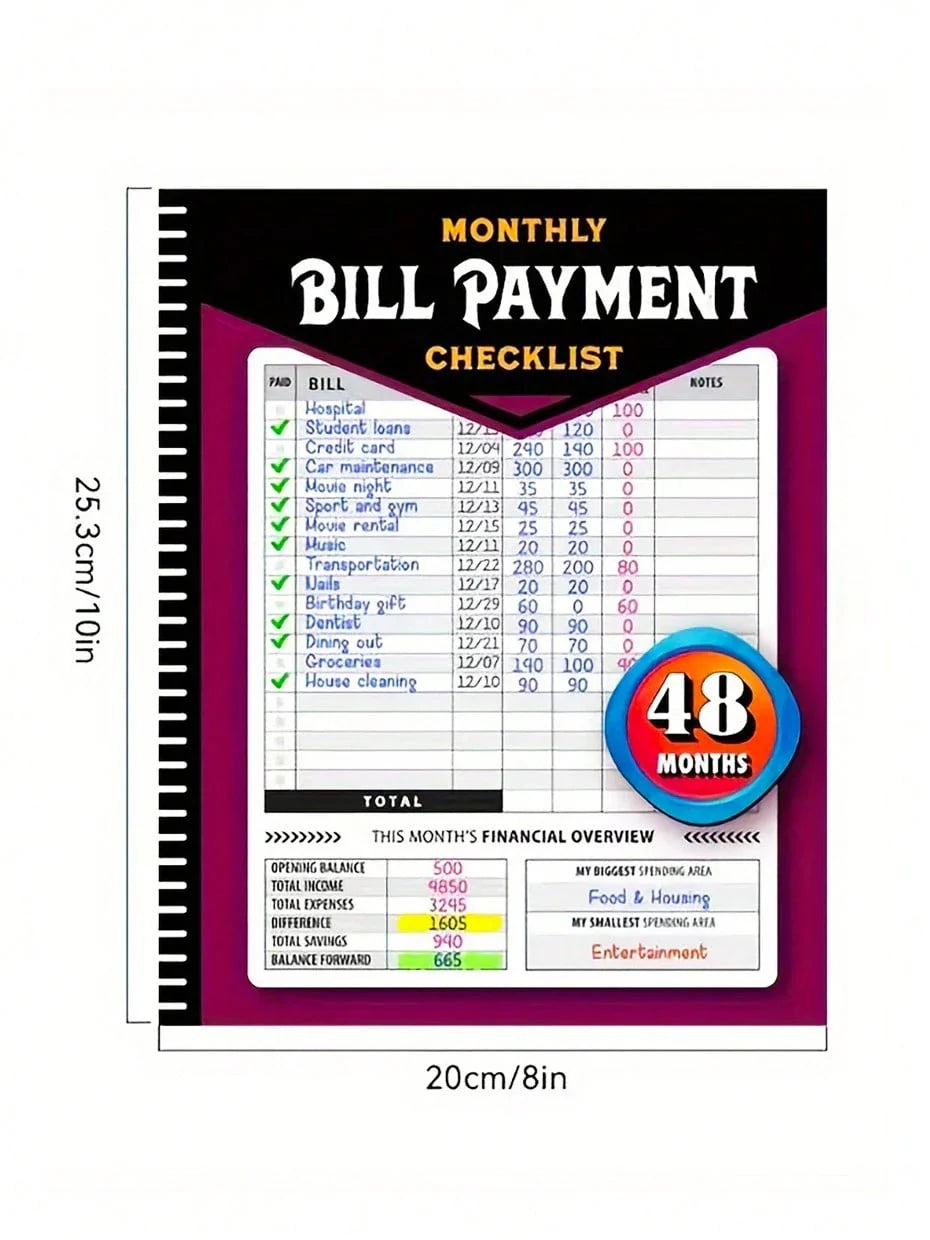 LocalA New Journey Of 48 Months Of Financial Planning! This Bill Payment And Budget Tracking Program Includes A Monthly Financial Organizer Notebook To Help You Clearly Record Your Household Expenditure List. From Income To Expenses, It Provides A Compreh