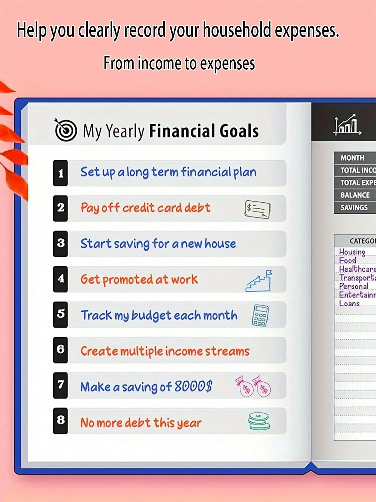 LocalA New Journey Of 48 Months Of Financial Planning! This Bill Payment And Budget Tracking Program Includes A Monthly Financial Organizer Notebook To Help You Clearly Record Your Household Expenditure List. From Income To Expenses, It Provides A Compreh
