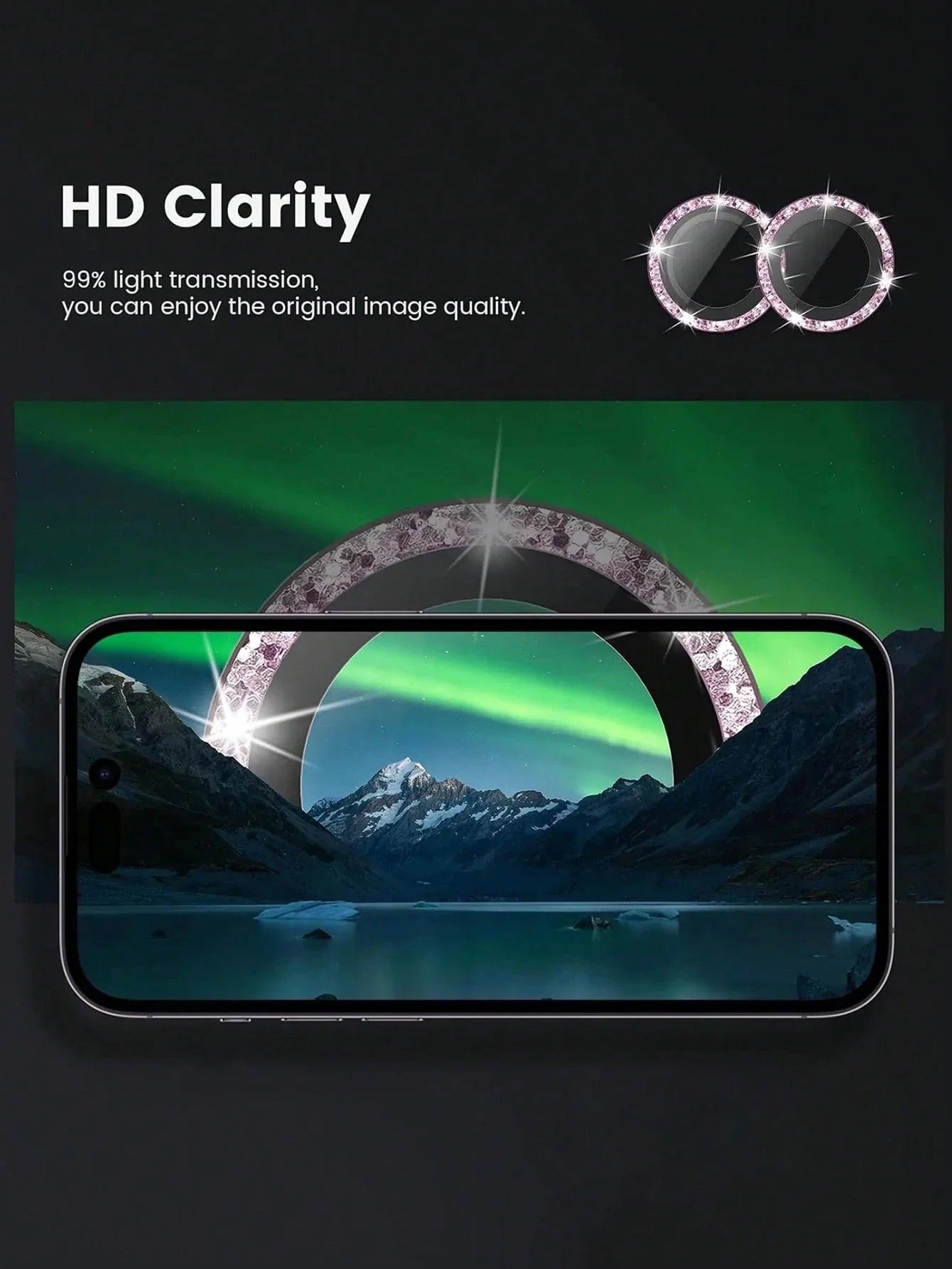 3pcs Compatible With IPhone17 16 15 14 13 12 11Plus Camera Lens Protection Film, Scratch Resistant Shiny Metal Ring, Women's Lens Protection Cover, Cute Lens Protection Accessories, Pink