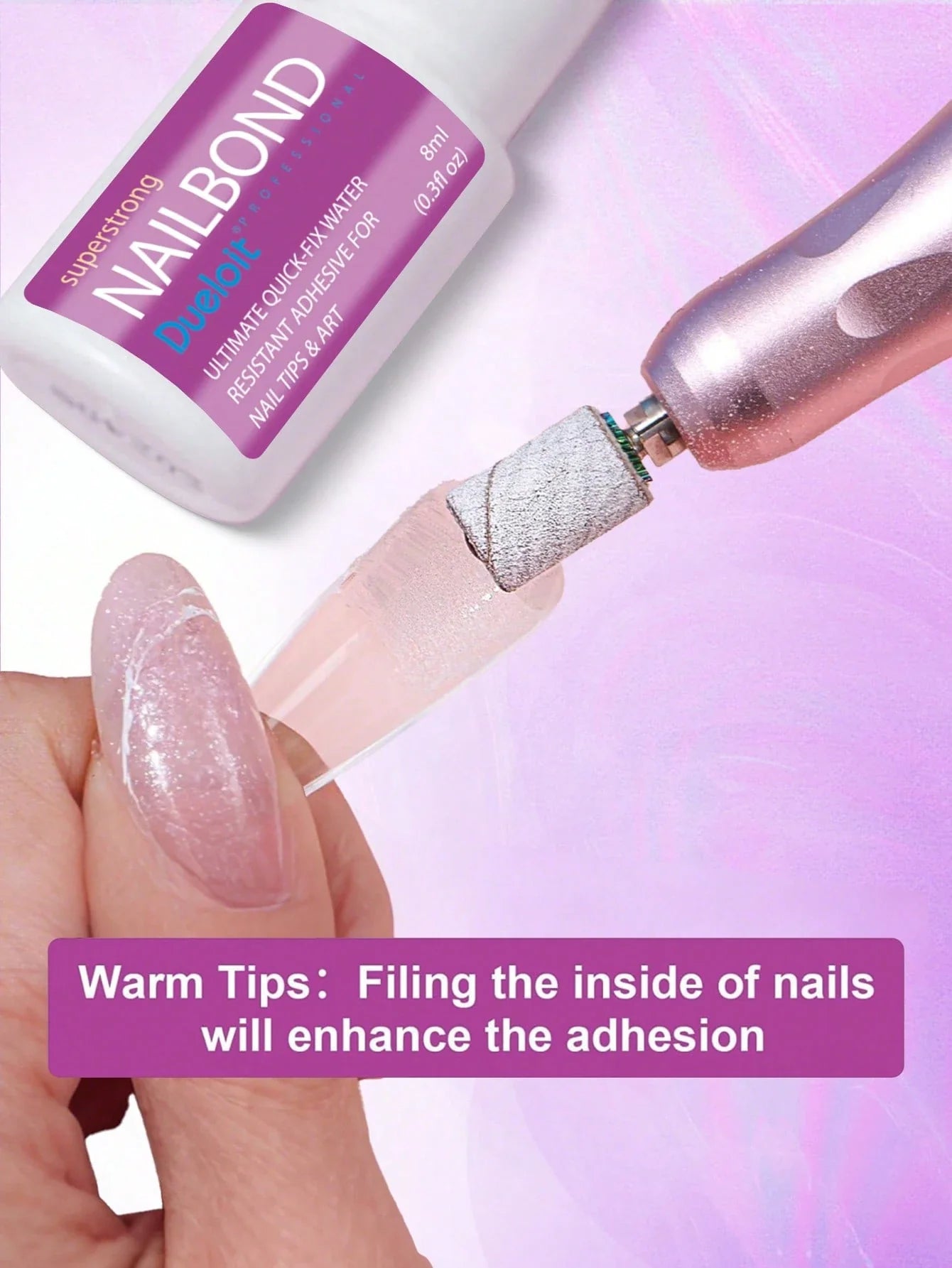 Extra Strong Brush-On Nail Glue For Acrylic Nails, Nail Tips & Press-On Nails (8ml) With File For Glue-On Fake Nails, Fix Broken Nail Repair. Acrylic Nail Glue Nail Bond Nail Glue Gel