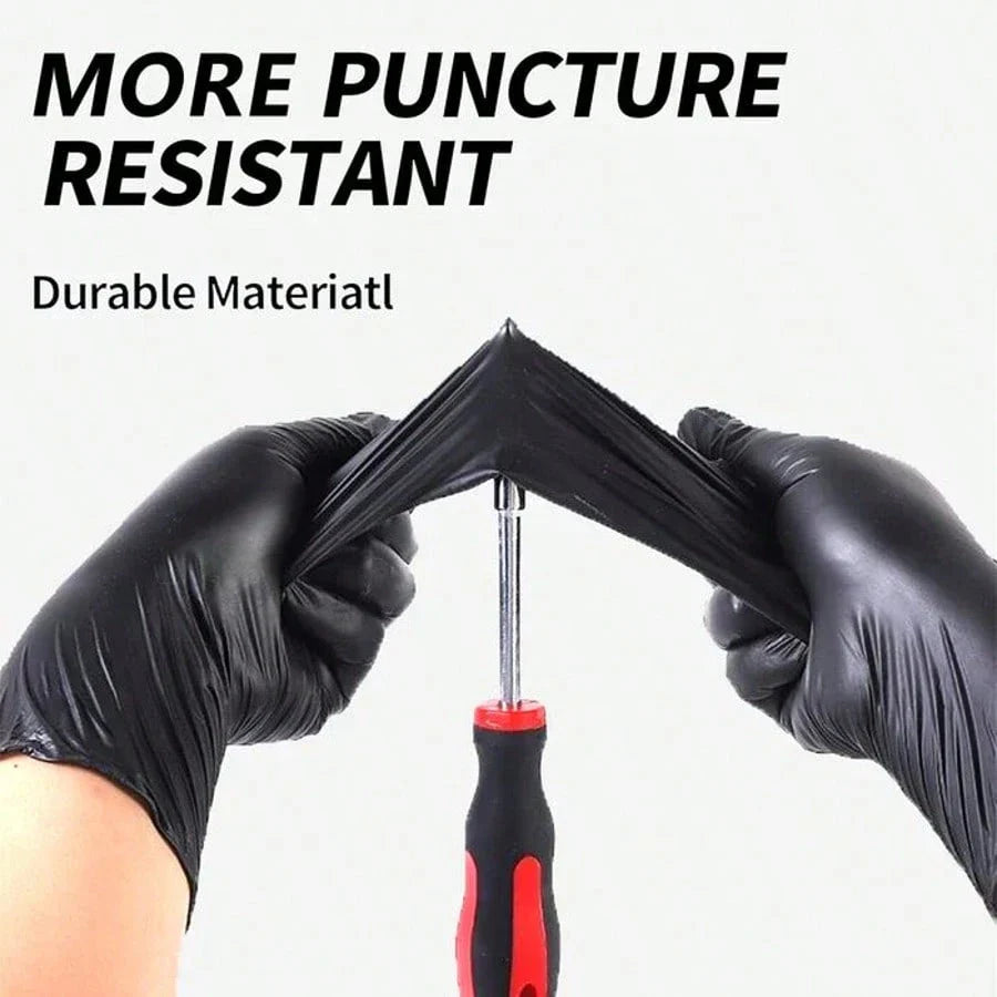Local100pc Disposable Nitrile Black 3.5-Mil Latex Free Tattto Nail Hair Salon Cleaning Gloves