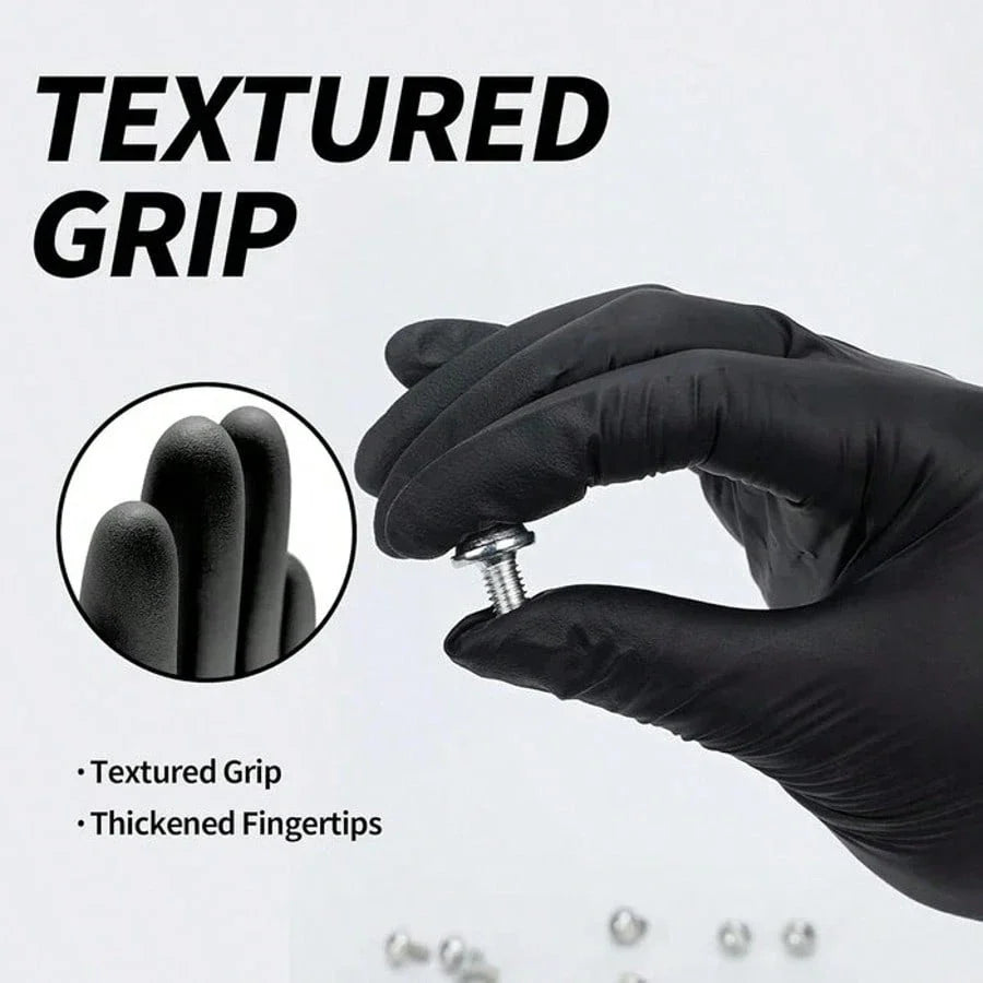 Local100pc Disposable Nitrile Black 3.5-Mil Latex Free Tattto Nail Hair Salon Cleaning Gloves