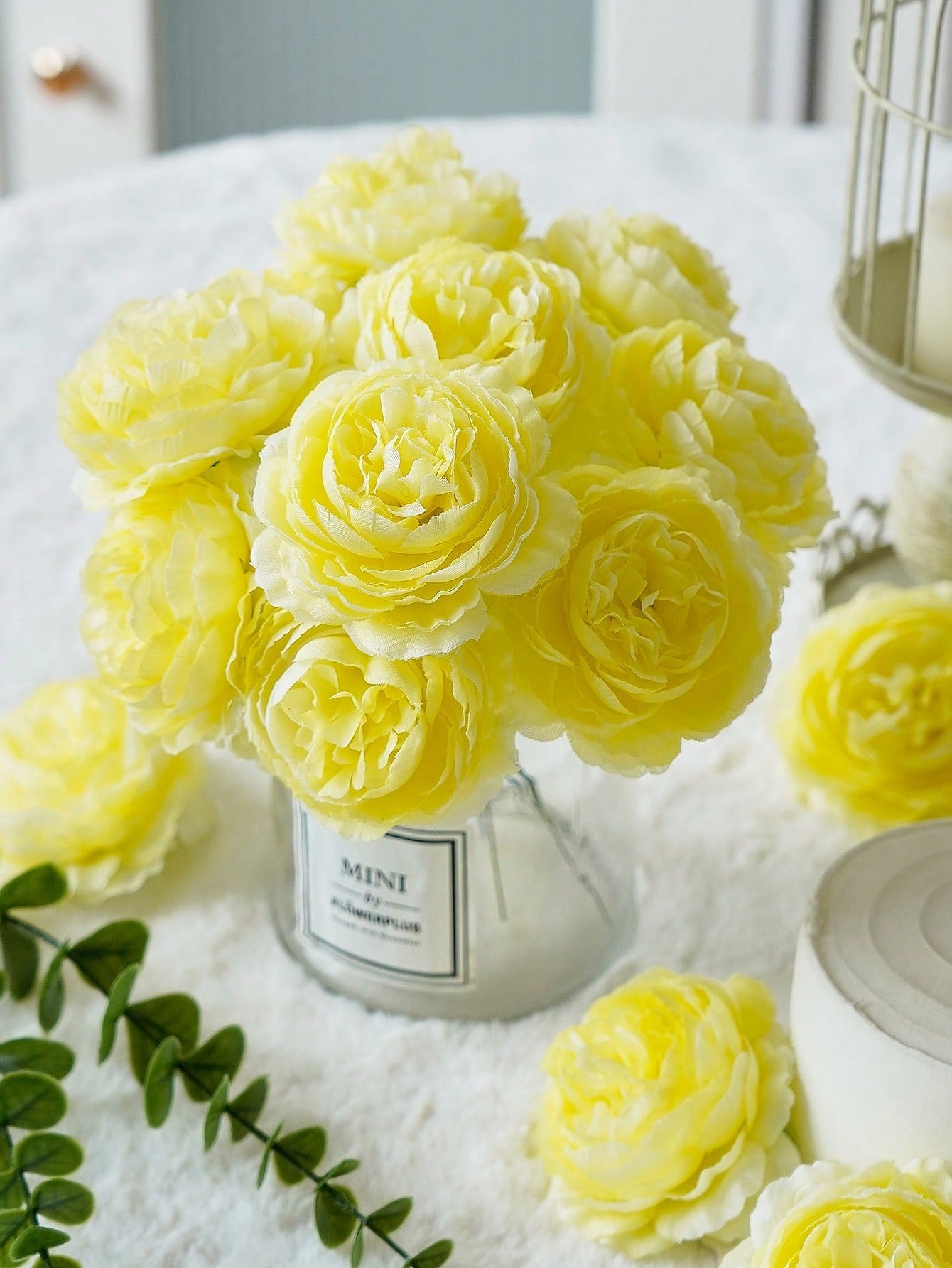 12/24pcs Artificial Peony Flowers Simulated Peony Flower Heads With Stems For Wedding Party Decoration, Cake Decoration And Home Living Room Table Centerpieces,Fake Plants,Fall Decor,Room,Desk,Garden Decor,Room Decoration Stuff