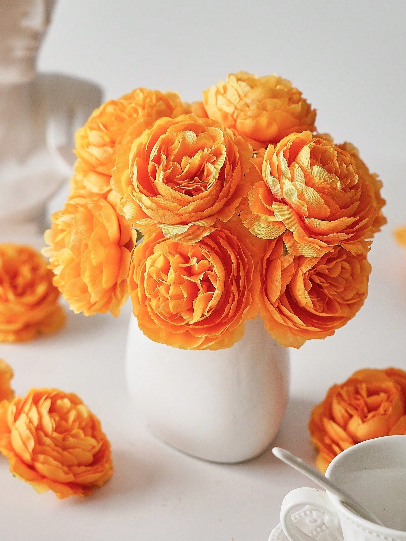 12/24pcs Artificial Peony Flowers Simulated Peony Flower Heads With Stems For Wedding Party Decoration, Cake Decoration And Home Living Room Table Centerpieces,Fake Plants,Fall Decor,Room,Desk,Garden Decor,Room Decoration Stuff