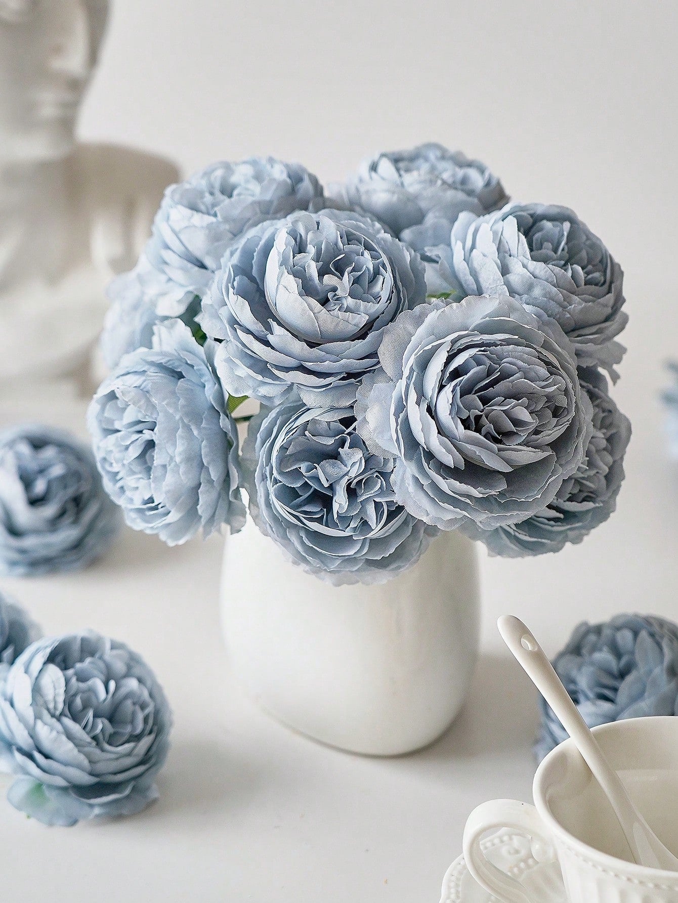 12/24pcs Artificial Peony Flowers Simulated Peony Flower Heads With Stems For Wedding Party Decoration, Cake Decoration And Home Living Room Table Centerpieces,Fake Plants,Fall Decor,Room,Desk,Garden Decor,Room Decoration Stuff