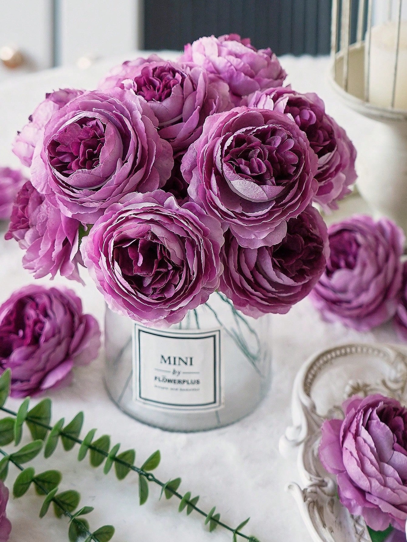 12/24pcs Artificial Peony Flowers Simulated Peony Flower Heads With Stems For Wedding Party Decoration, Cake Decoration And Home Living Room Table Centerpieces,Fake Plants,Fall Decor,Room,Desk,Garden Decor,Room Decoration Stuff