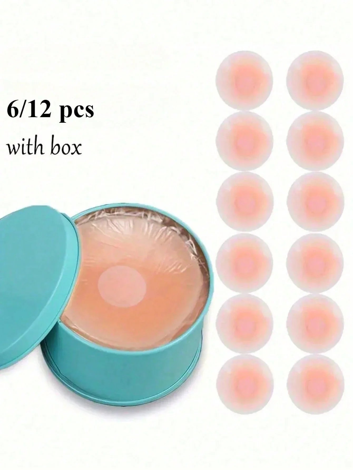 2/6/12 PCS Nipple Covers For Women, Reusable Nipple Coverings, Nipple Pasties, Boob Pasties, Reusable Silicone Adhesive Invisible Pasty Nipple Covers For Women With Travel Box