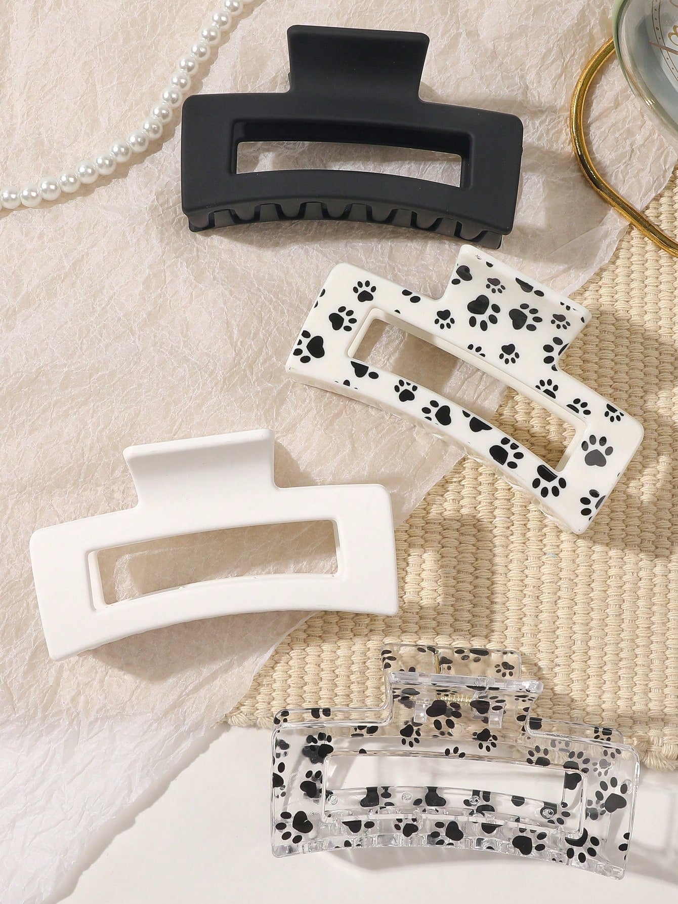 4pcs Leopard Print Hair Claw Clips, Glossy Minimalist Square Hair Clips Accessories For Daily & Casual Wear Hair Jaw Clip Hair Clamps Hair Clutch Hair Catcher Clip, School Stuff, College Fall Winter Hair Accessories For Women For Vacation Outfits Woman Fl