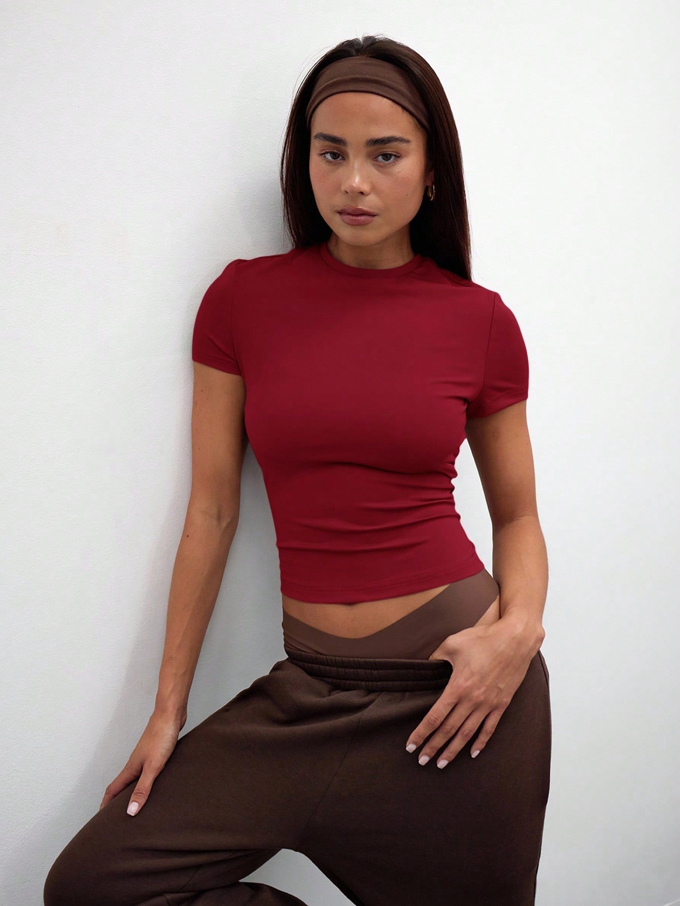 MUSERA Capped Sleeve Snatched T-Shirt Casual  Basics Everyday Airport Holiday Fall Back To School Autumn Winter Elegant