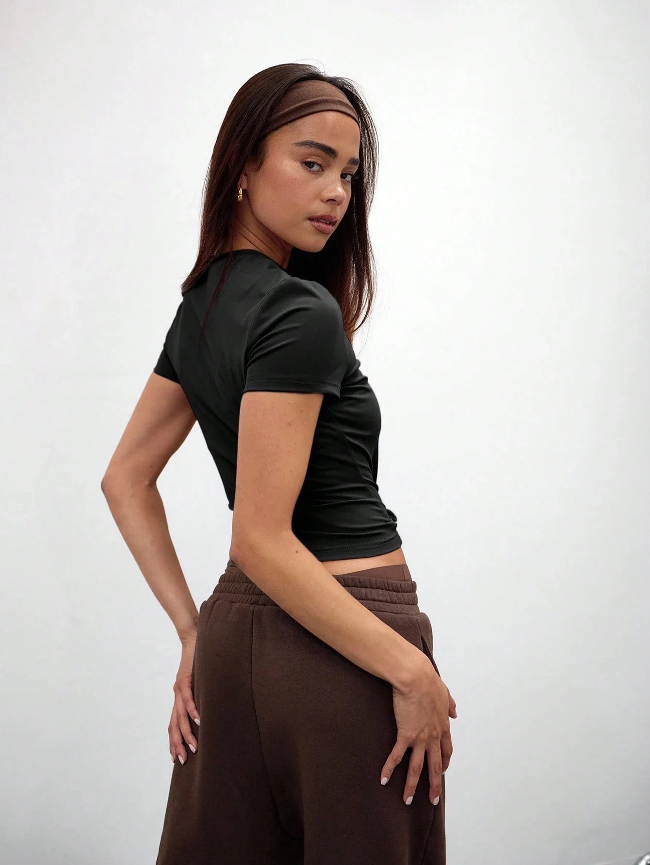 MUSERA Capped Sleeve Snatched T-Shirt Casual  Basics Everyday Airport Holiday Fall Back To School Autumn Winter Elegant