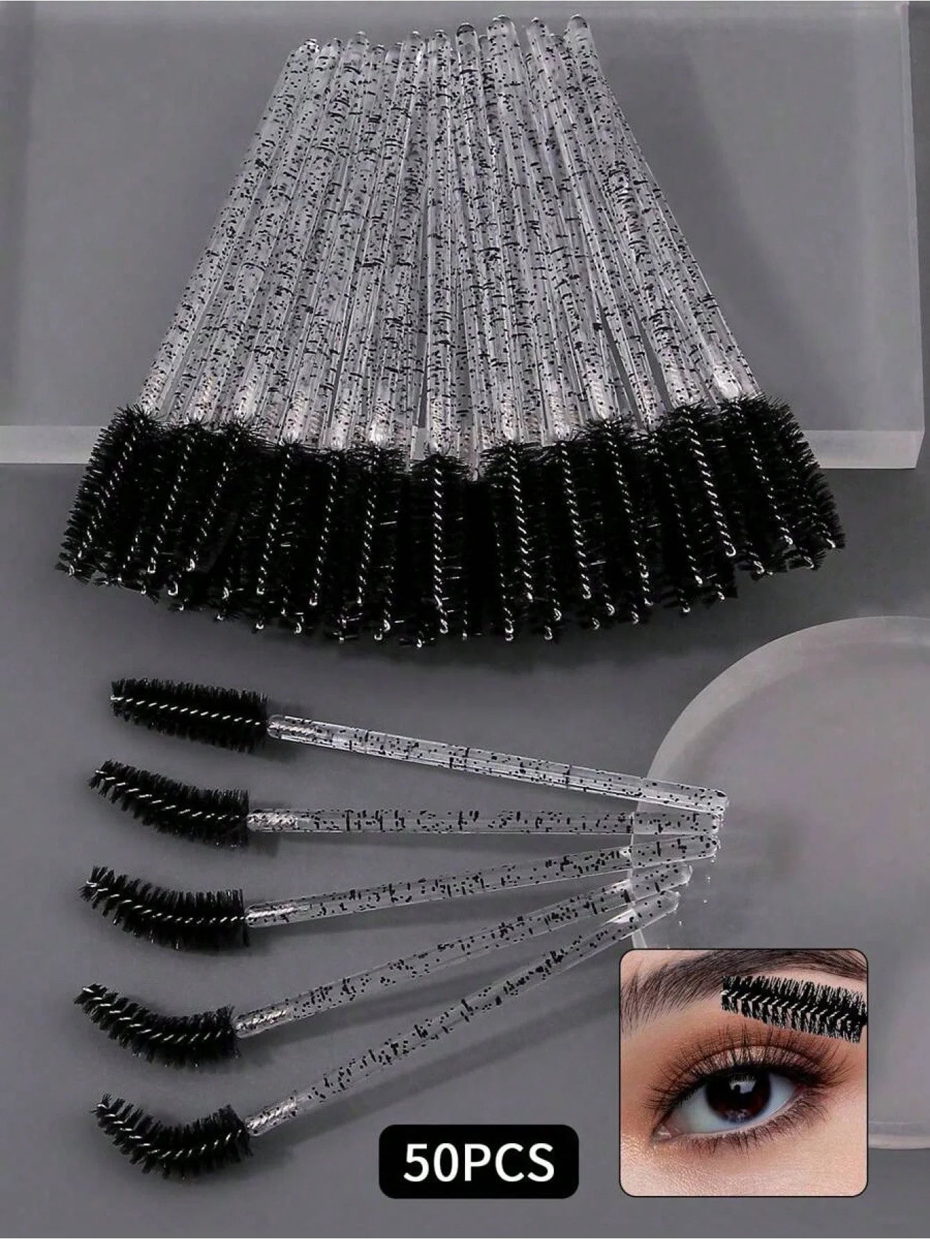 100PCS Crystal Pink Eyelash Brushes, Mascara Wands With Container, Bendable Disposable Eyebrow Spoolies, Lash Brush For Lash Extensions, Eyebrow Spoolie, Castor Oil Brushes,Eyebrow Brush,Eyeshadow Brush,Spoolie,Spoolie Brush