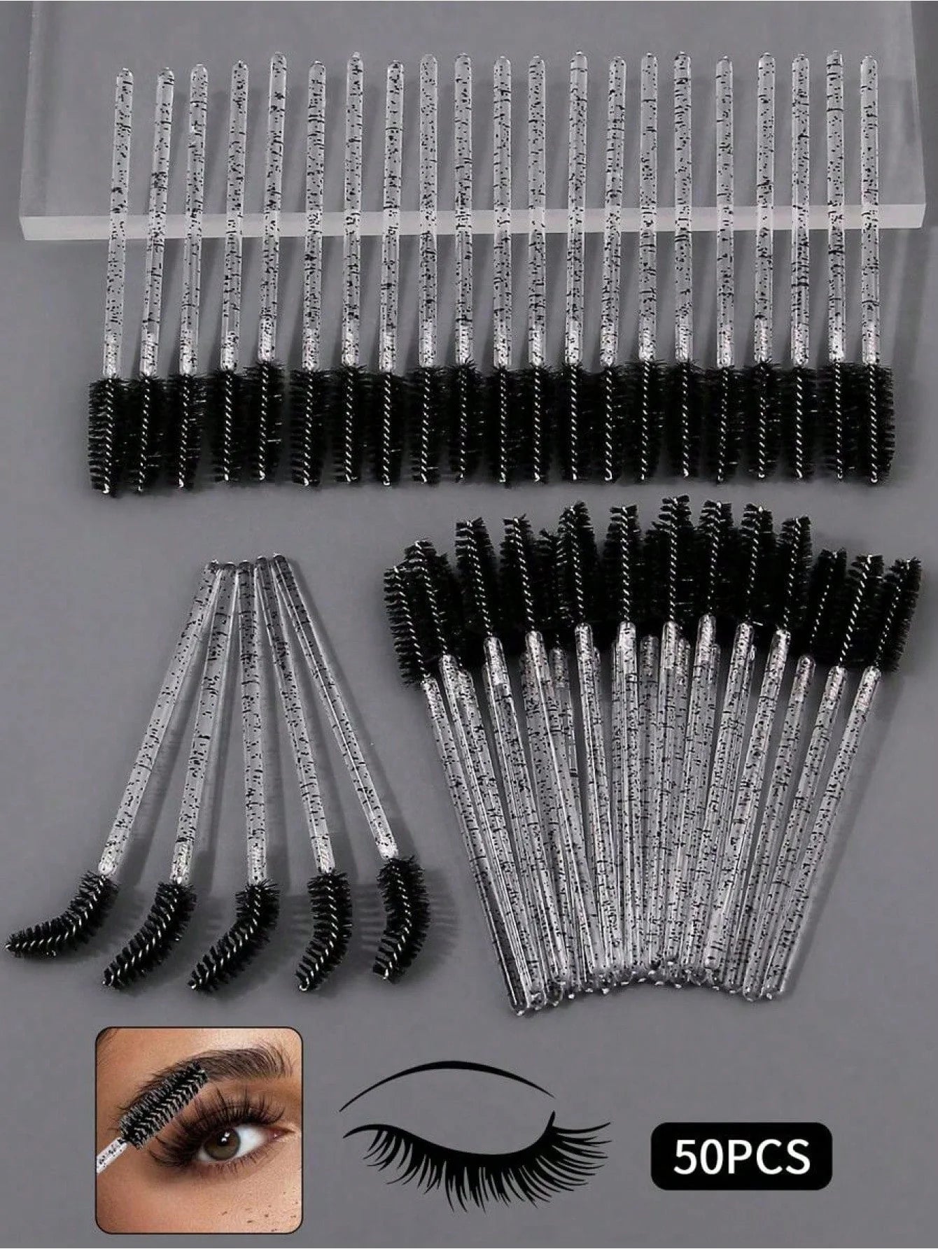 100PCS Crystal Pink Eyelash Brushes, Mascara Wands With Container, Bendable Disposable Eyebrow Spoolies, Lash Brush For Lash Extensions, Eyebrow Spoolie, Castor Oil Brushes,Eyebrow Brush,Eyeshadow Brush,Spoolie,Spoolie Brush