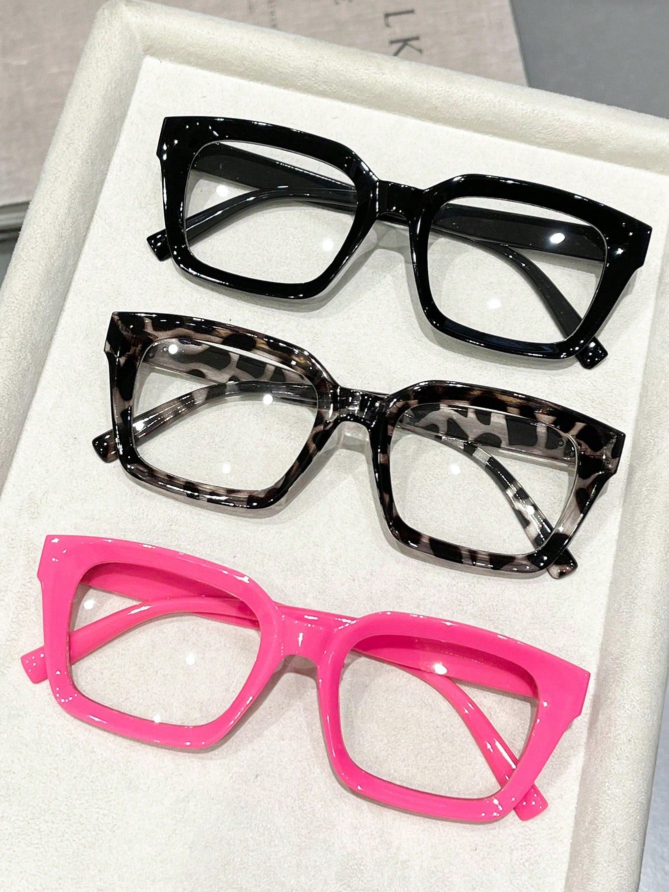 4pcs Women's Geometric Multi-Color Plastic Modern Minimalist Transparent Glasses, Suitable For Daily Life, Dates, Outings And Other Occasions