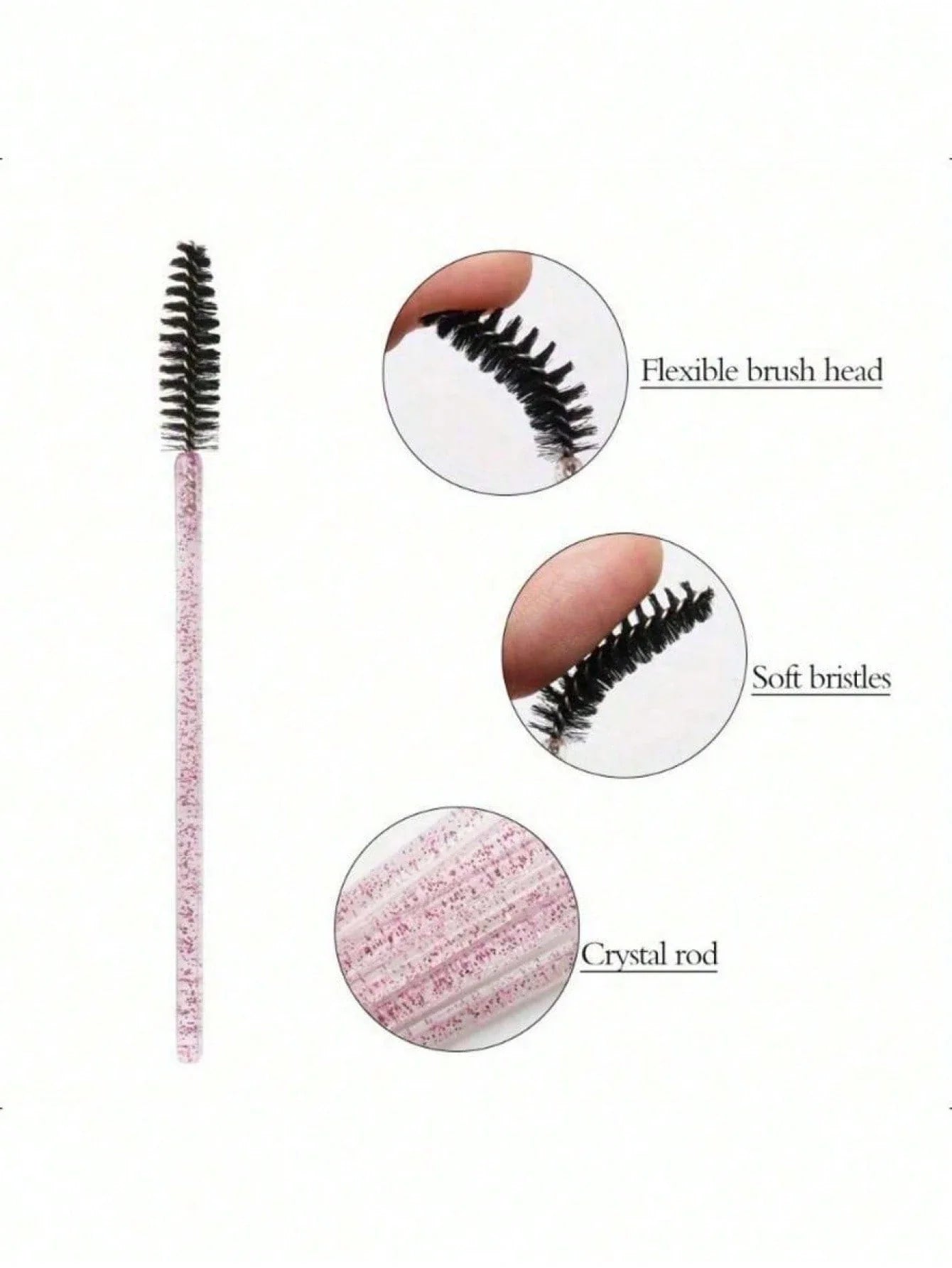 200/100/50/10 Mascara Brushes, Eye Black Stick With Container, Disposable Curved Eyebrow Brush, Eyelash Extension Brush, Eyebrow Brush, Castor Oil Brush (Crystal Powder),Eyebrow Brush,Eyeshadow Brush,Spoolie,Spoolie Brush