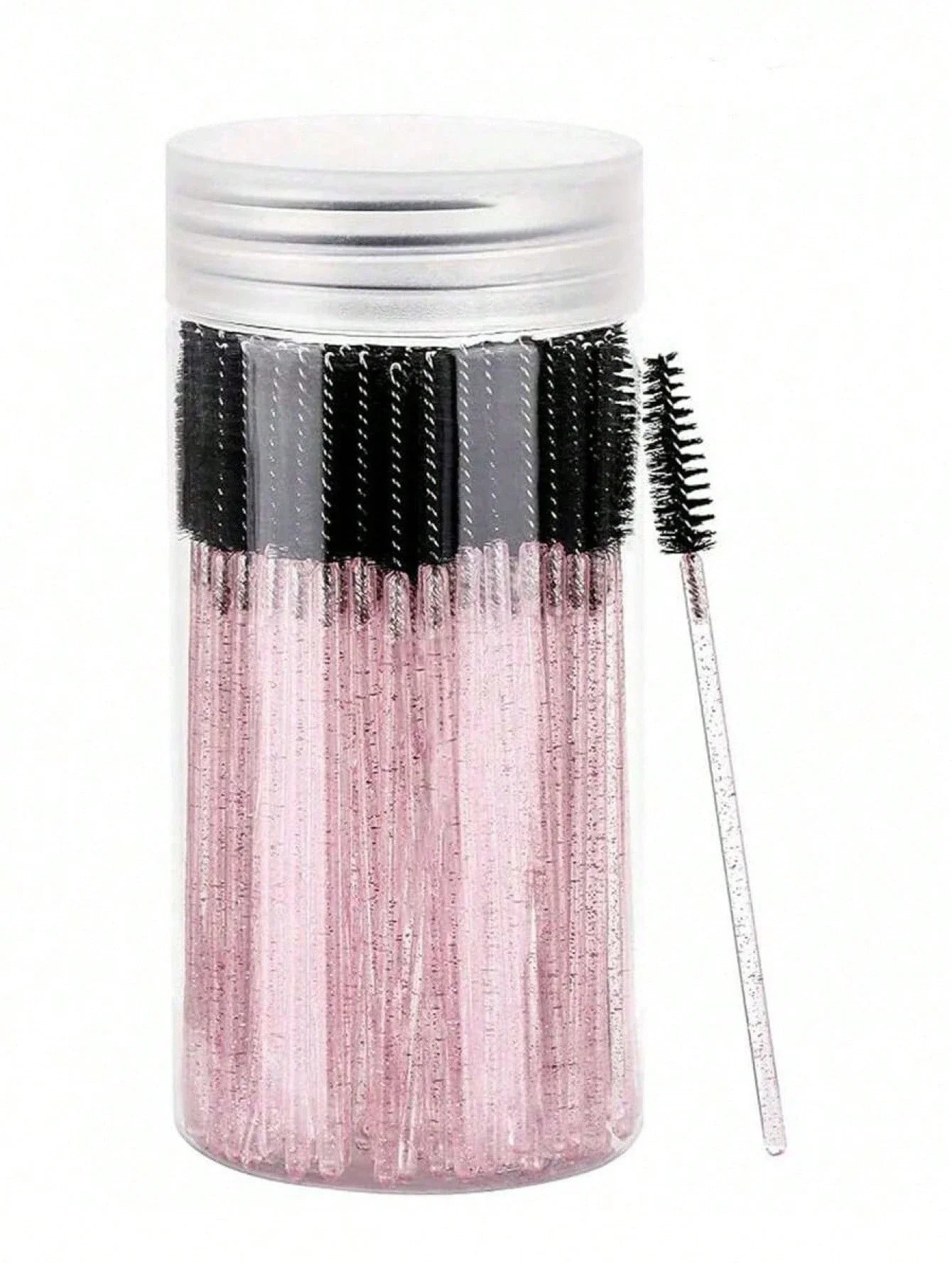 200/100/50/10 Mascara Brushes, Eye Black Stick With Container, Disposable Curved Eyebrow Brush, Eyelash Extension Brush, Eyebrow Brush, Castor Oil Brush (Crystal Powder),Eyebrow Brush,Eyeshadow Brush,Spoolie,Spoolie Brush