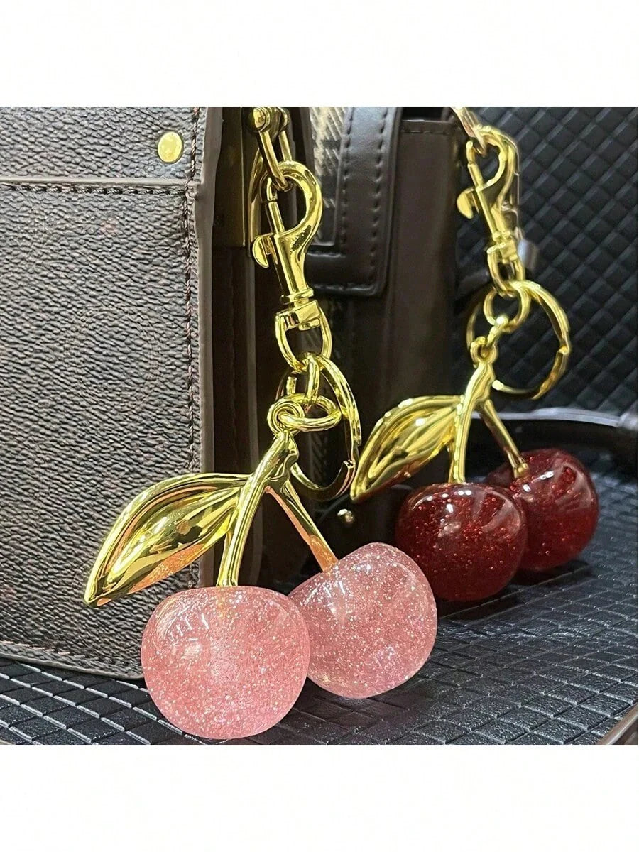 LocalNew Fashion Crystal Cherry Pendant Metal Key Chain, Suitable For Daily Wear, For Bag Accessories, Can Send Family Gifts, Friends Gifts, Classmates Gifts, Lovers Gifts, Birthday Gifts, Teachers Gifts, Souvenirs
