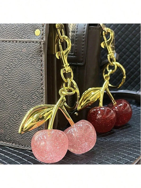 LocalNew Fashion Crystal Cherry Pendant Metal Key Chain, Suitable For Daily Wear, For Bag Accessories, Can Send Family Gifts, Friends Gifts, Classmates Gifts, Lovers Gifts, Birthday Gifts, Teachers Gifts, Souvenirs