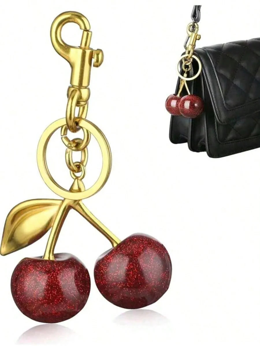 LocalNew Fashion Crystal Cherry Pendant Metal Key Chain, Suitable For Daily Wear, For Bag Accessories, Can Send Family Gifts, Friends Gifts, Classmates Gifts, Lovers Gifts, Birthday Gifts, Teachers Gifts, Souvenirs