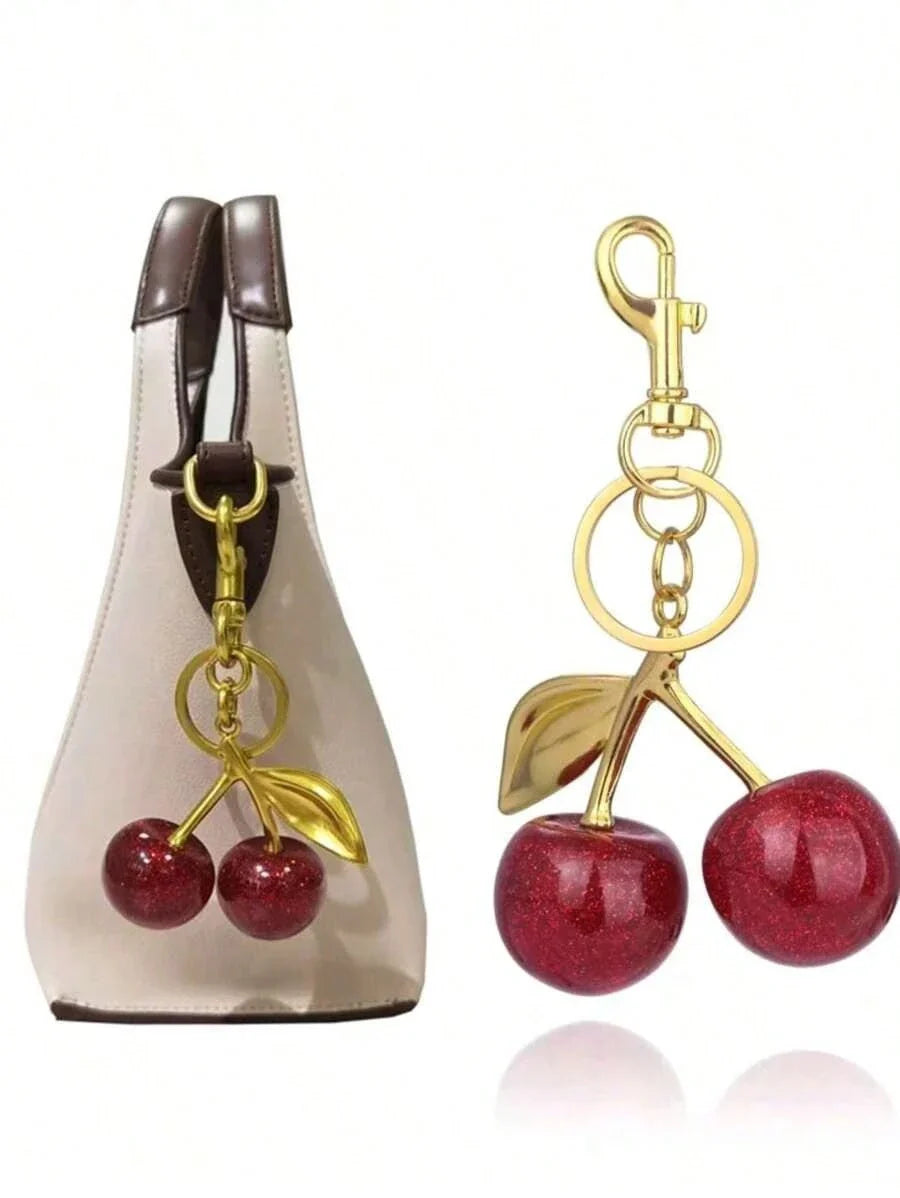 LocalNew Fashion Crystal Cherry Pendant Metal Key Chain, Suitable For Daily Wear, For Bag Accessories, Can Send Family Gifts, Friends Gifts, Classmates Gifts, Lovers Gifts, Birthday Gifts, Teachers Gifts, Souvenirs