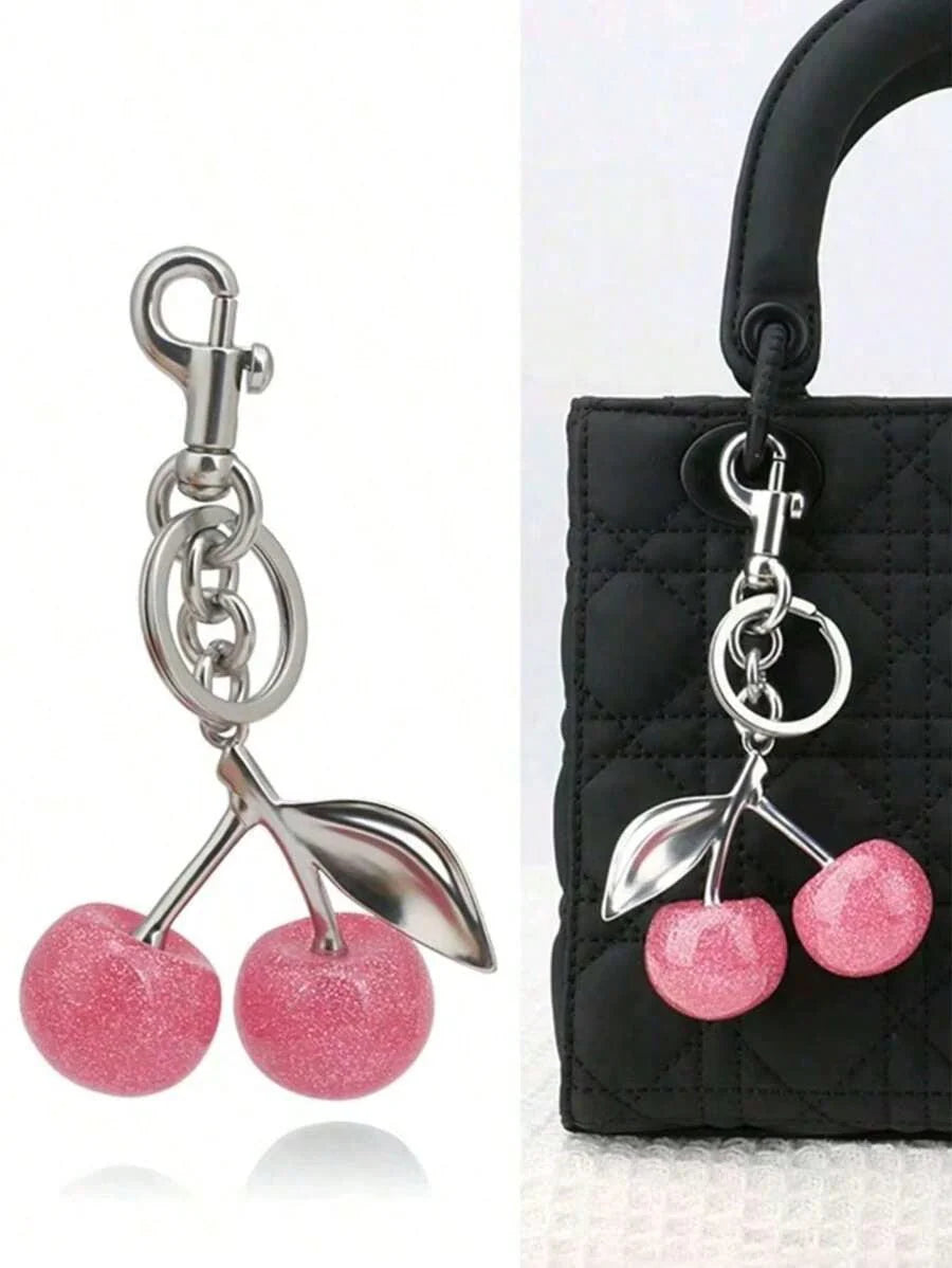 LocalNew Fashion Crystal Cherry Pendant Metal Key Chain, Suitable For Daily Wear, For Bag Accessories, Can Send Family Gifts, Friends Gifts, Classmates Gifts, Lovers Gifts, Birthday Gifts, Teachers Gifts, Souvenirs