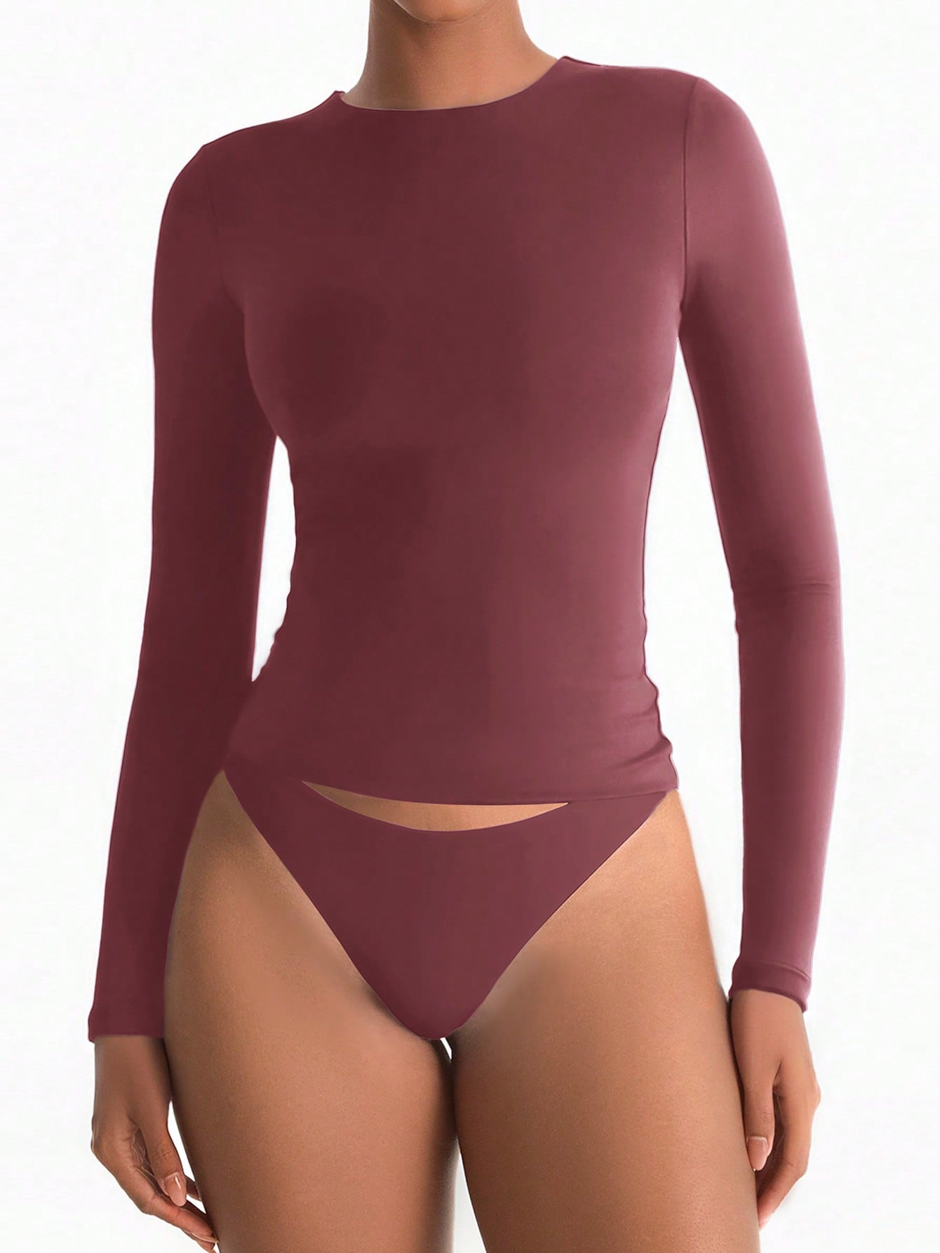XLLAIS Fall Winter Spring Stretch Base Slim White Top Women Casual Club Long Sleeved T-Shirt