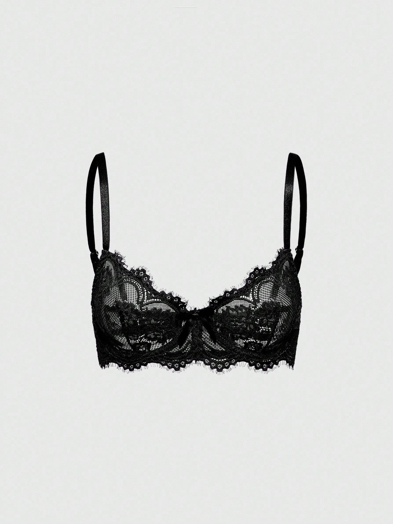 ROMWE Goth Women's Fashion Floral Lace Underwire Triangle Cup Bra