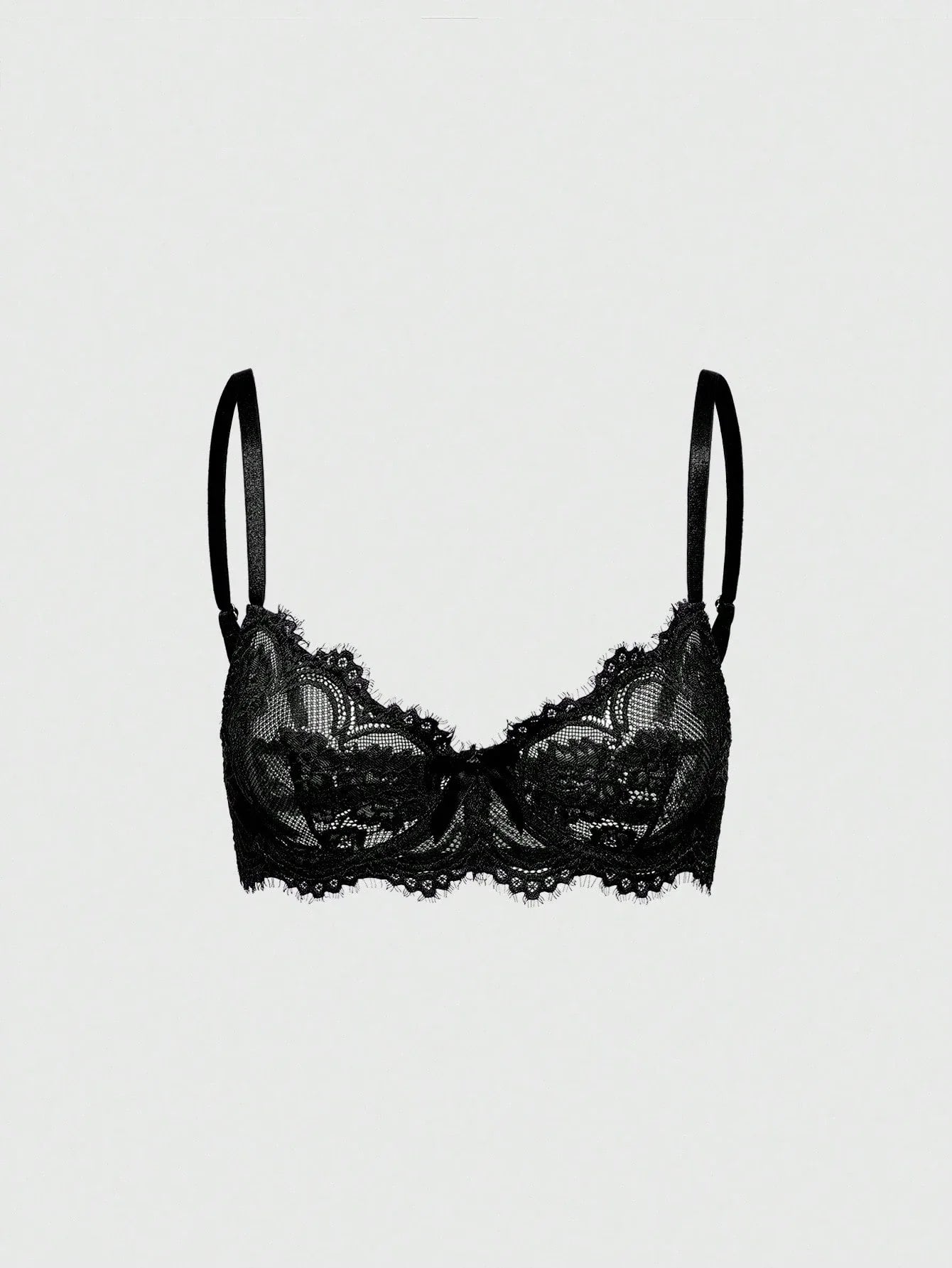 ROMWE Goth Women's Fashion Floral Lace Underwire Triangle Cup Bra