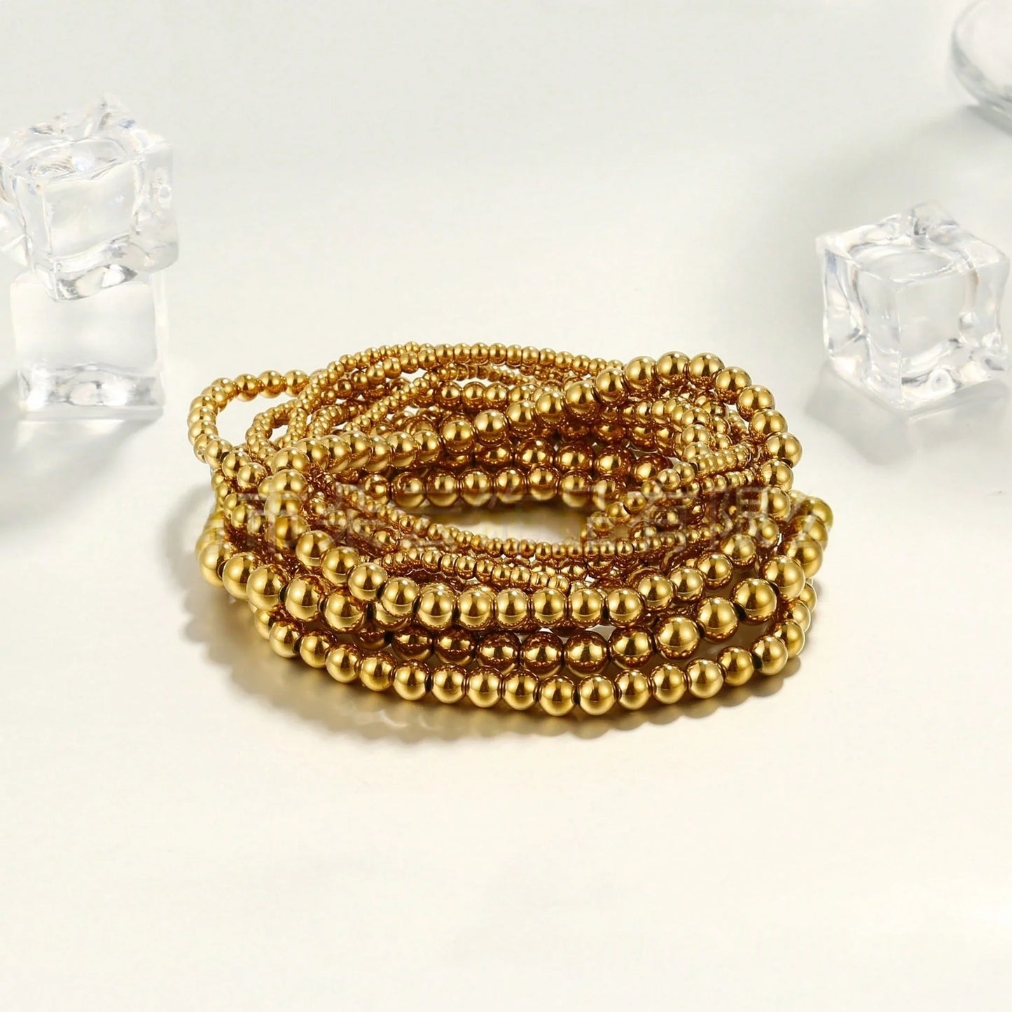 Local7-Piece Gold Bead Bracelet Multifunctional Stackable Bohemian Beach Style Self-Combined Bead Chains Versatile Daily Wear No Clothes Picking Exquisite Single Layered Wear Quality Details Comfortable Beach Party