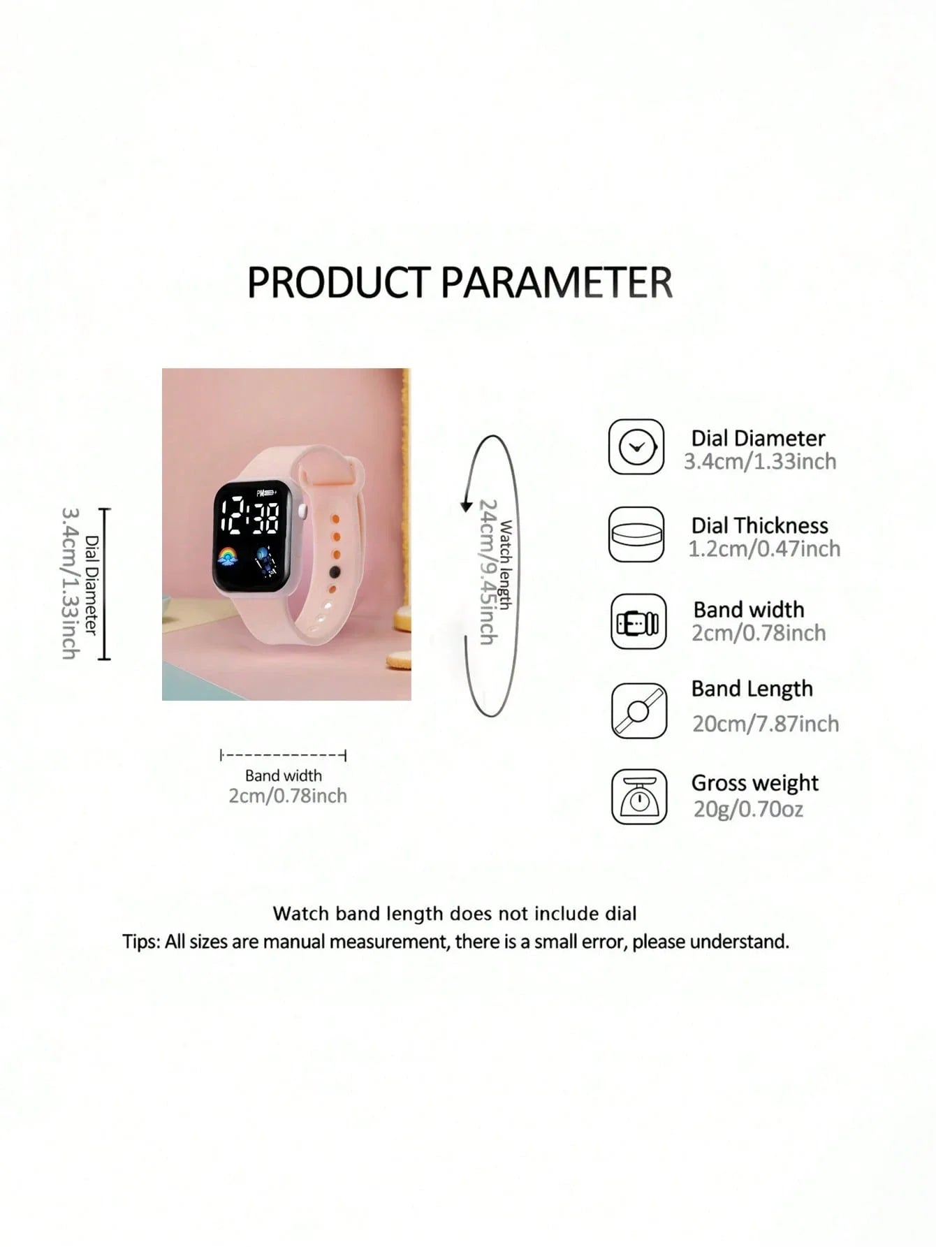 6/1pc Cute Girl Fashionable And Romantic LED Rainbow Digital Display Electronic Watch, Suitable For Girls To Wear, Equipped With Jewelry Bracelets, Necklaces, Rings, Earring Sets, Suitable For Students, Very Suitable For Daily Life Such As School, Parties