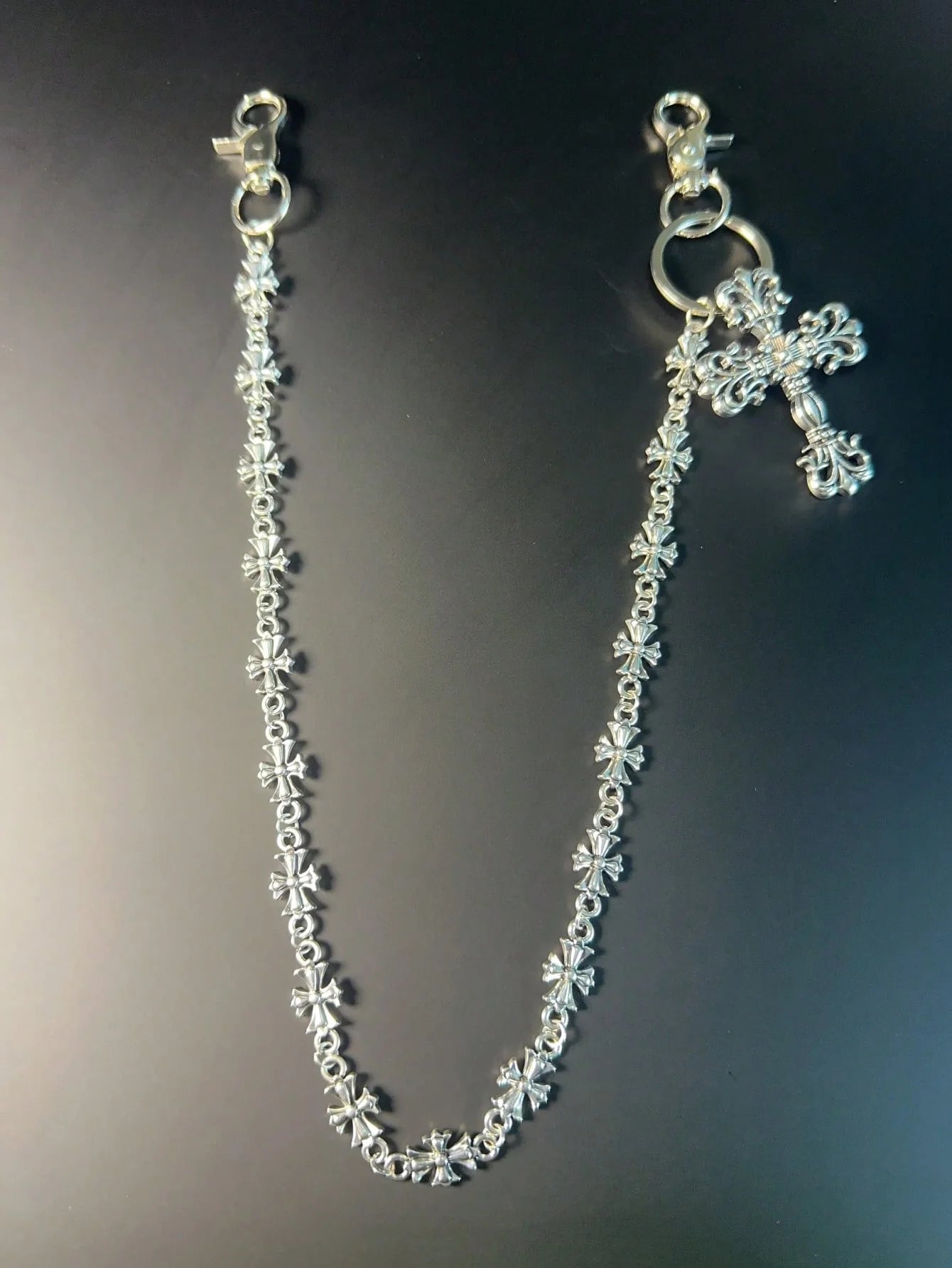 1pc Vintage Double Layer Cross Chain, Wallet Chain, Punk Jeans Chain, Pocket Chain, Men Keychain