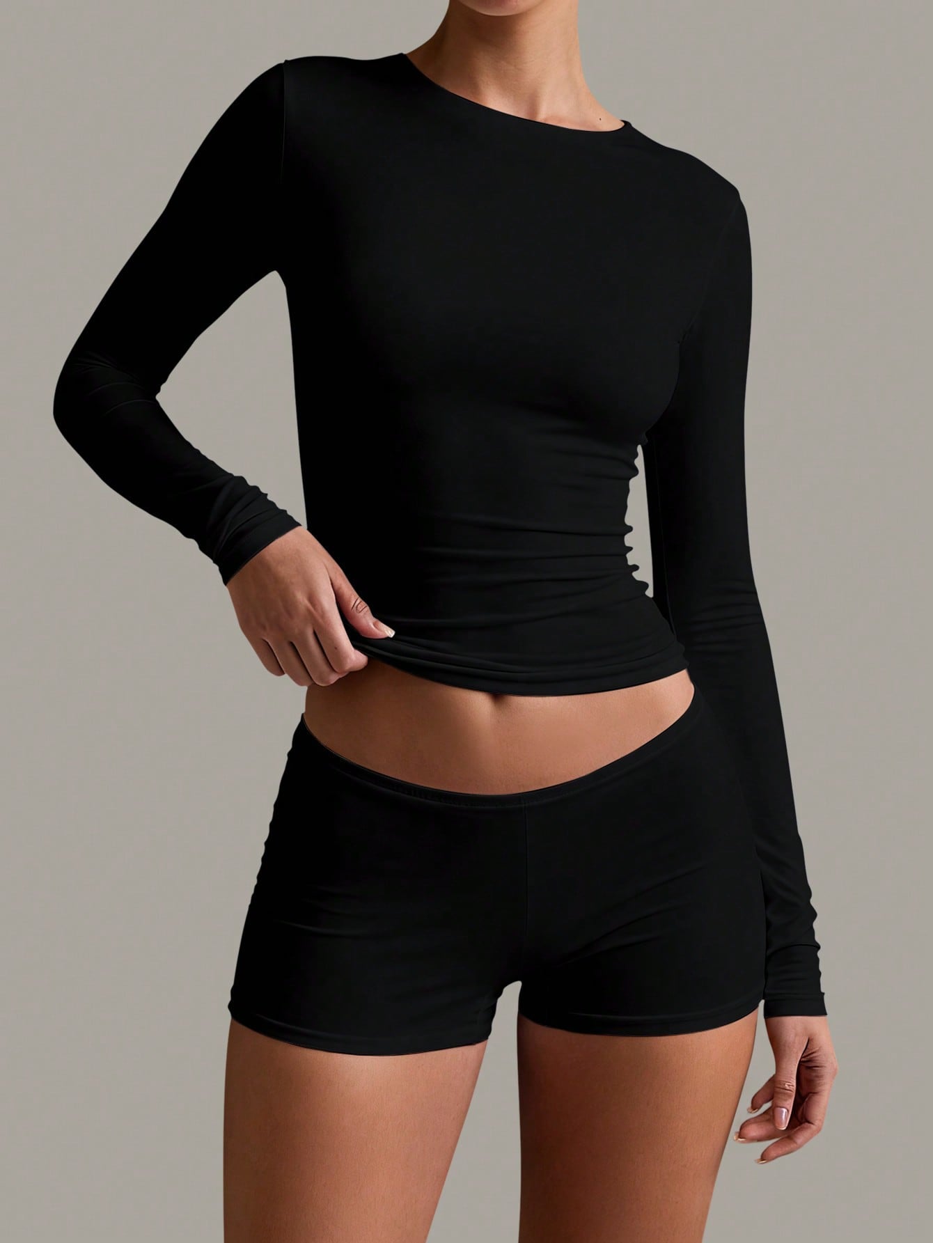XLLAIS Fall Winter Spring Stretch Base Slim White Top Women Casual Club Long Sleeved T-Shirt