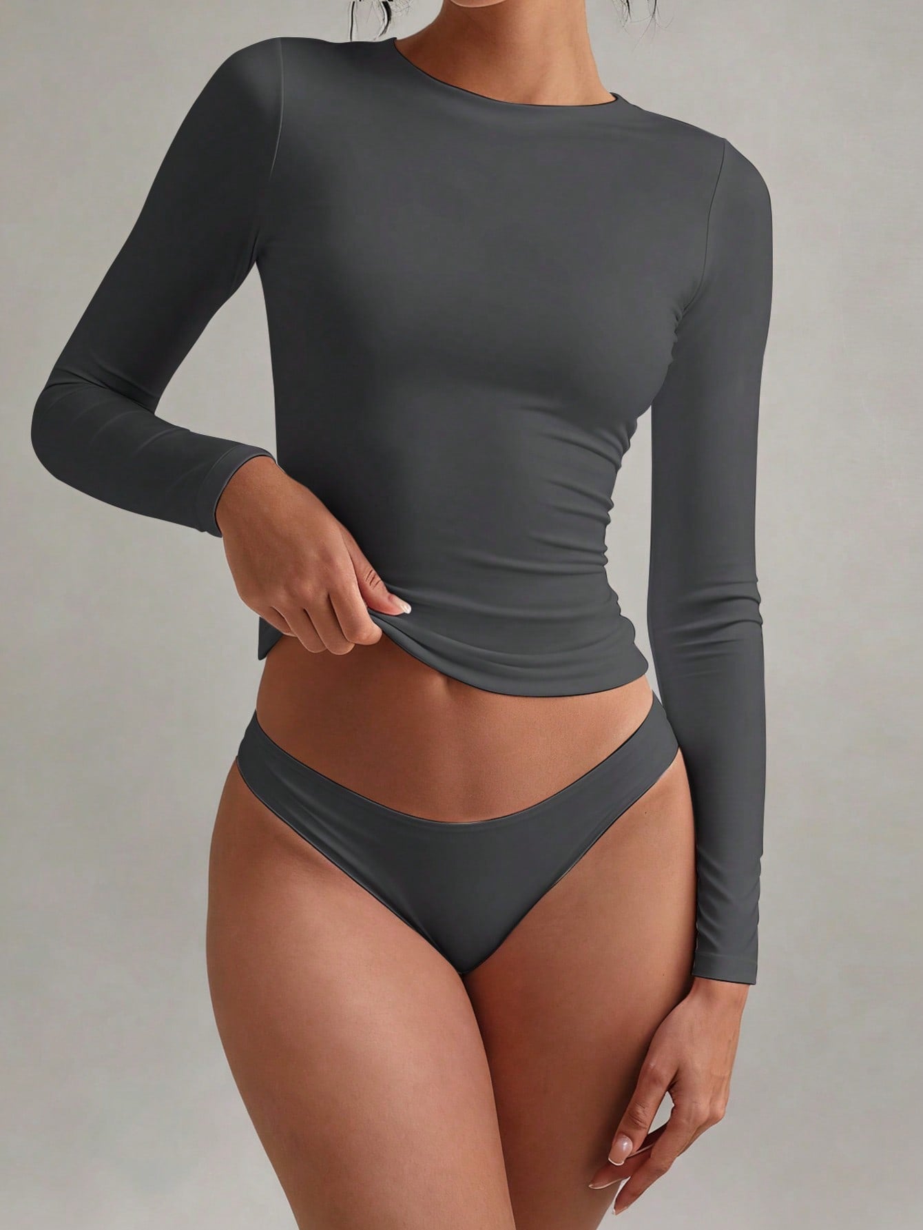 XLLAIS Fall Winter Spring Stretch Base Slim White Top Women Casual Club Long Sleeved T-Shirt