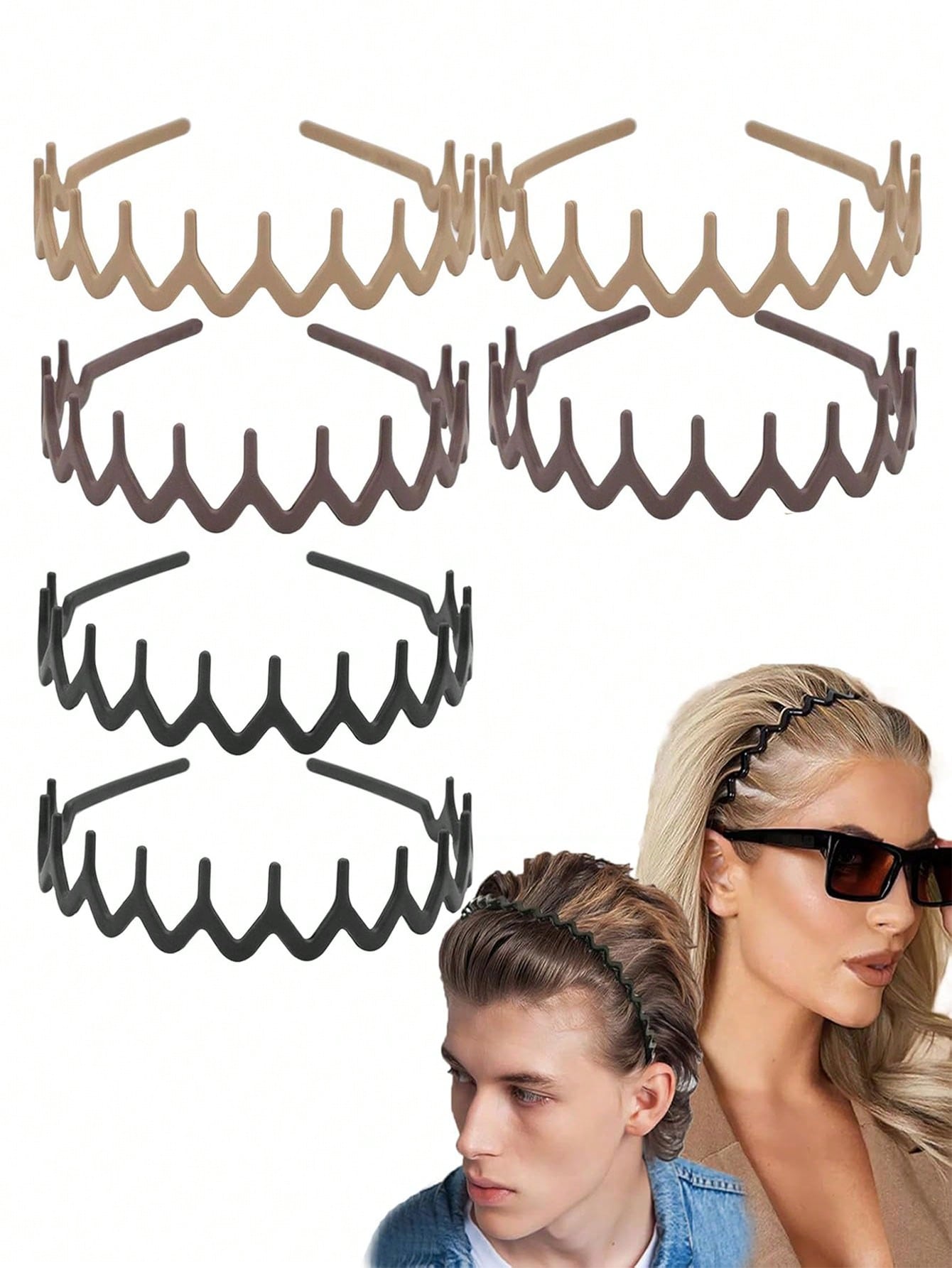 3pcs Wavy Toothed Headbands, Simple Non-Slip Hair Bands, Leopard Print Multi-Color, Suitable For Men And Women Hair Care, Hair Hoop ,Hairband For Women Hair Accessories