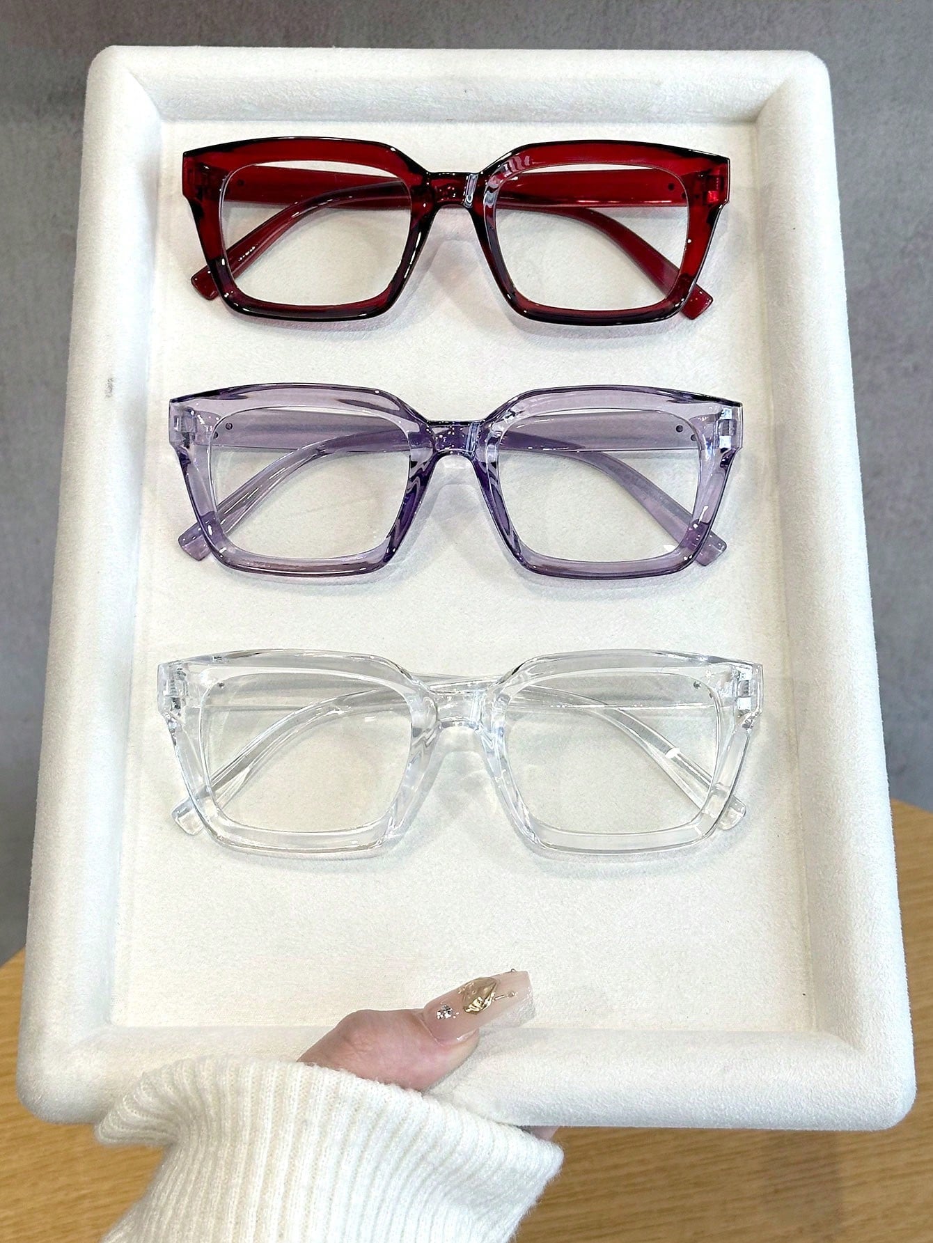 4pcs Women's Geometric Multi-Color Plastic Modern Minimalist Transparent Glasses, Suitable For Daily Life, Dates, Outings And Other Occasions