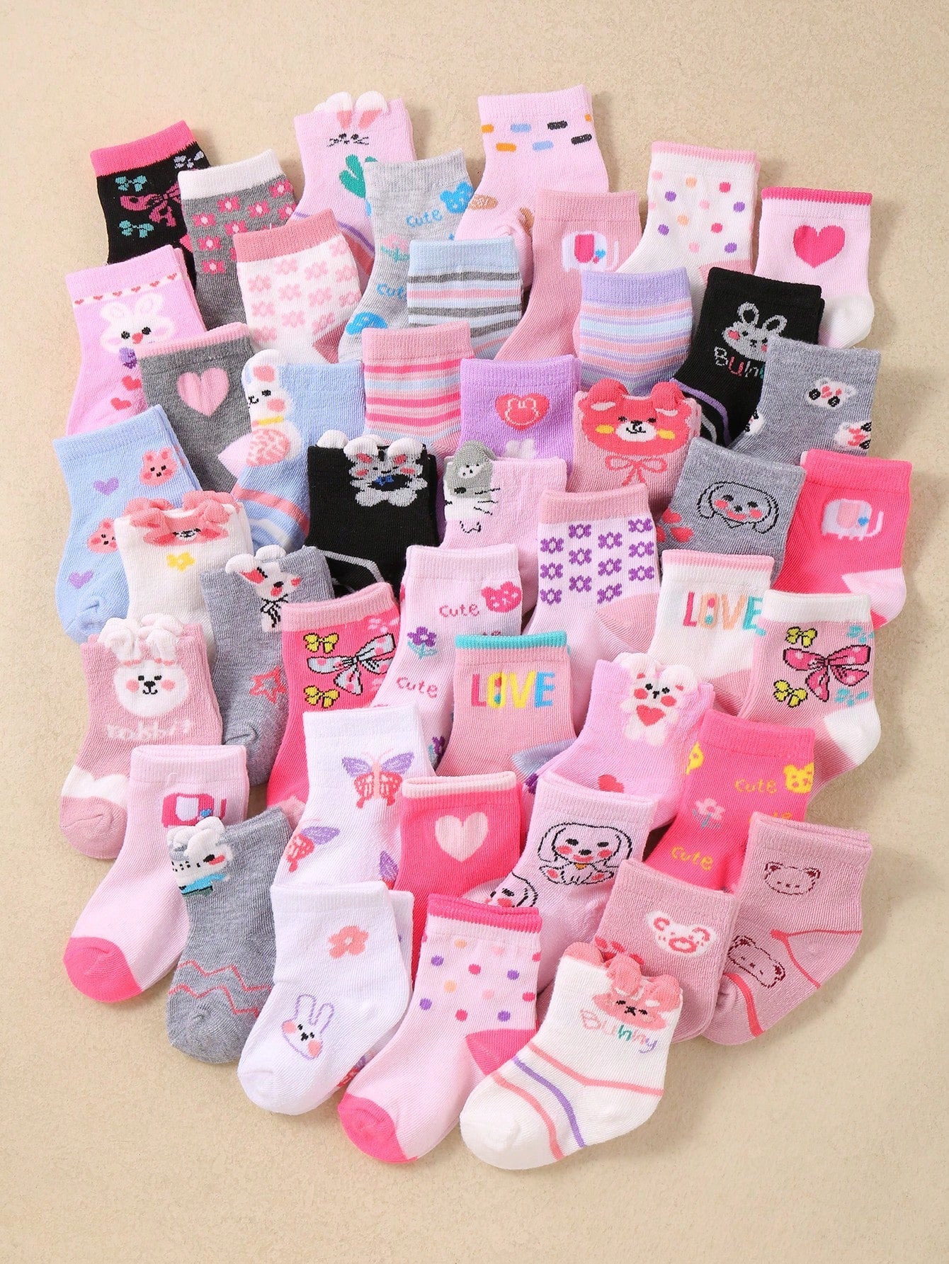 24 Pairs Soft Baby/Toddler Girls Ankle Socks, Patterns Include Rabbit, Bow, Heart And Teddy Bear, Comfortable Breathable Non-Binding, Suitable For Daily Wear, 0-36 Months, All Seasons, Ideal Gift For Newborn, Christmas, Newborn Baby Girl - Ankle Socks, Ba
