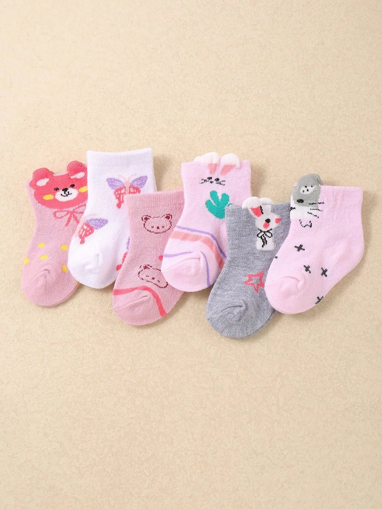 24 Pairs Soft Baby/Toddler Girls Ankle Socks, Patterns Include Rabbit, Bow, Heart And Teddy Bear, Comfortable Breathable Non-Binding, Suitable For Daily Wear, 0-36 Months, All Seasons, Ideal Gift For Newborn, Christmas, Newborn Baby Girl - Ankle Socks, Ba