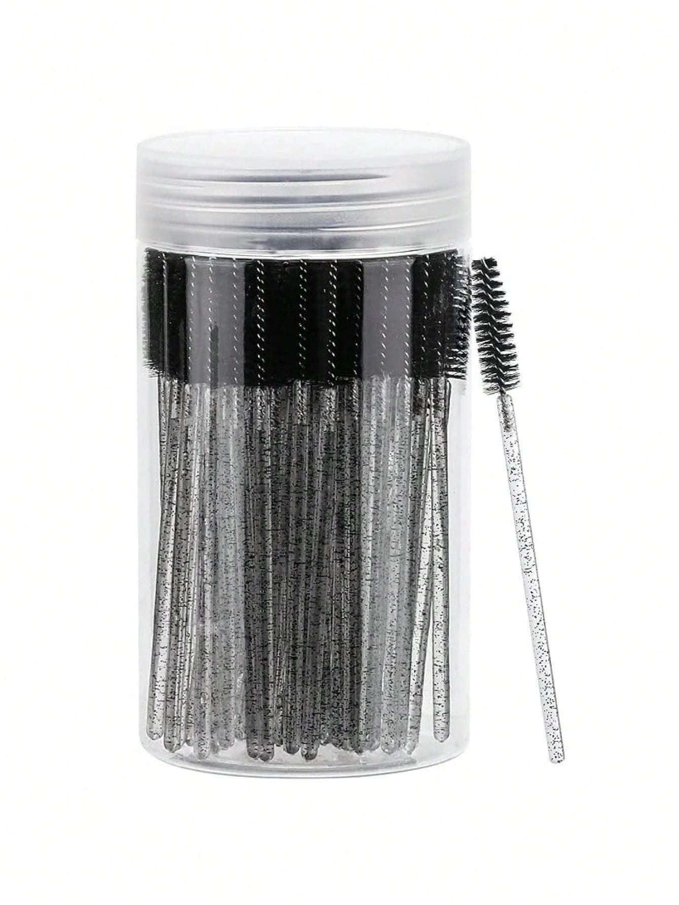 100PCS Crystal Pink Eyelash Brushes, Mascara Wands With Container, Bendable Disposable Eyebrow Spoolies, Lash Brush For Lash Extensions, Eyebrow Spoolie, Castor Oil Brushes,Eyebrow Brush,Eyeshadow Brush,Spoolie,Spoolie Brush