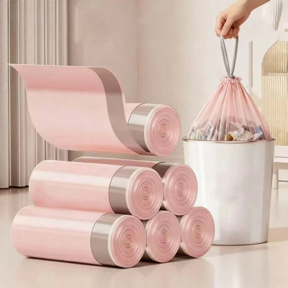 LocalA Pack Of 50 Rolls Of Bathroom Garbage Bags, Strong And Thin Material, A Pack Of Pink Small Garbage Bags, Disposable Garbage Bags Suitable For Office And Home Trash Cans, A Roll Of 50