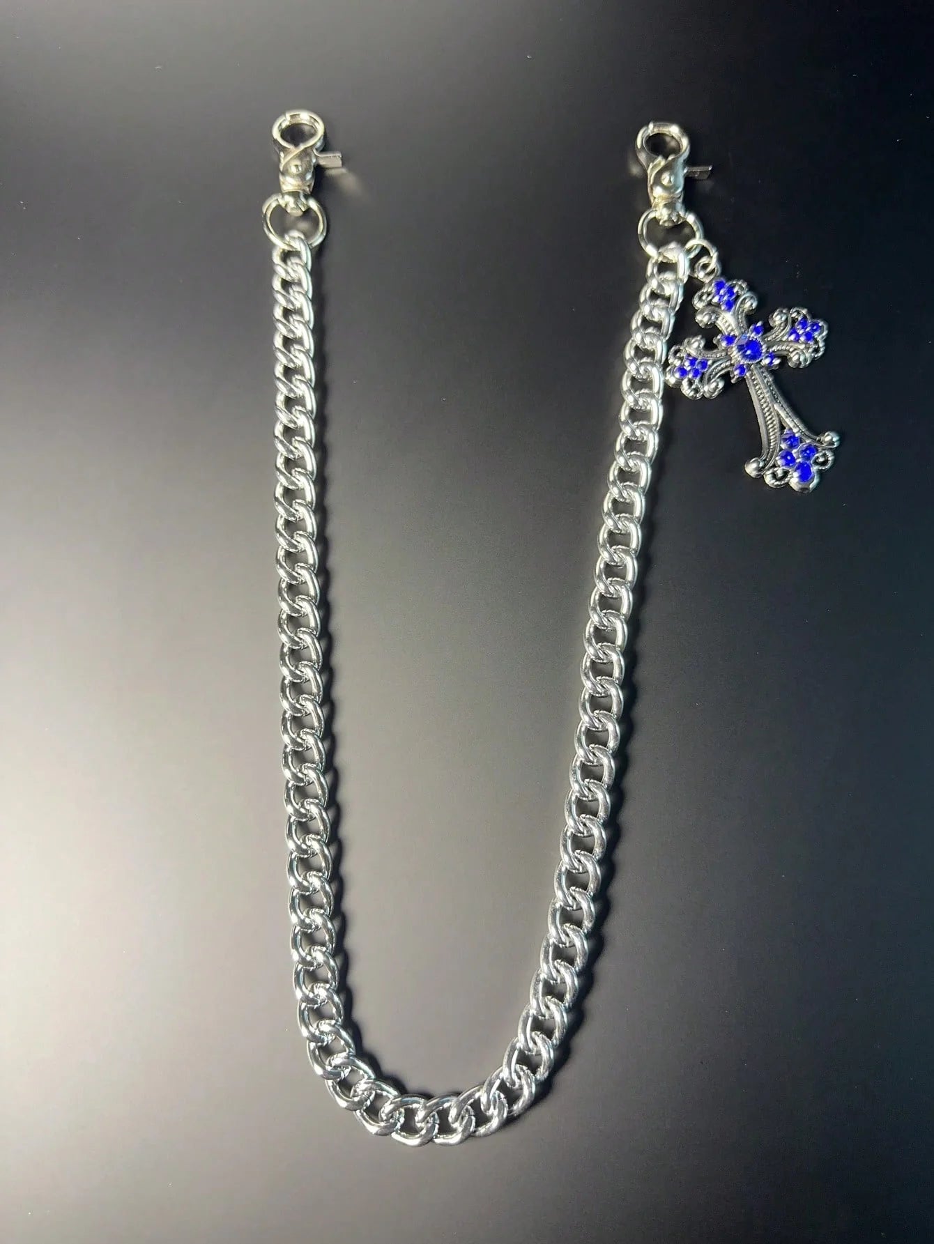 1pc Vintage Double Layer Cross Chain, Wallet Chain, Punk Jeans Chain, Pocket Chain, Men Keychain