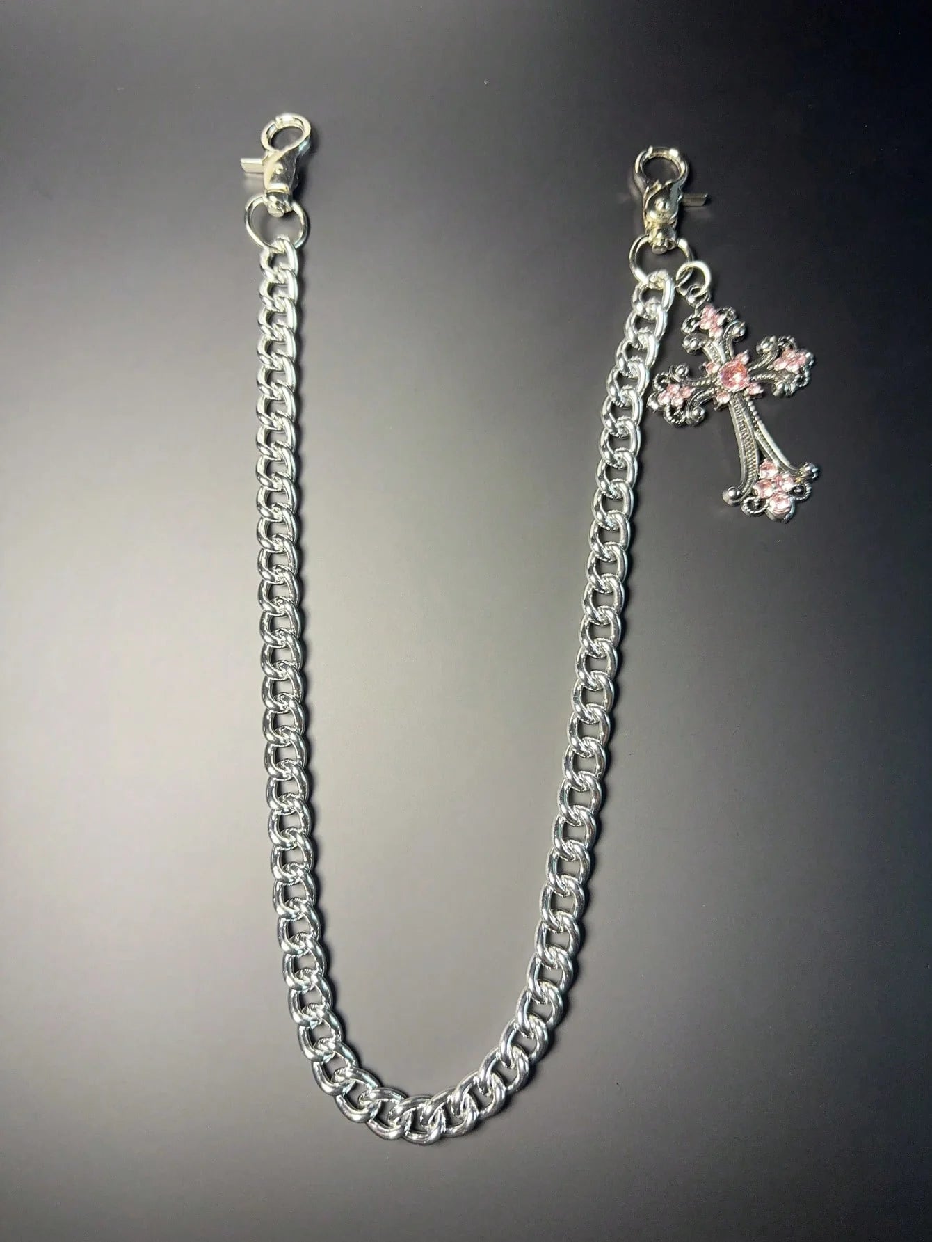1pc Vintage Double Layer Cross Chain, Wallet Chain, Punk Jeans Chain, Pocket Chain, Men Keychain