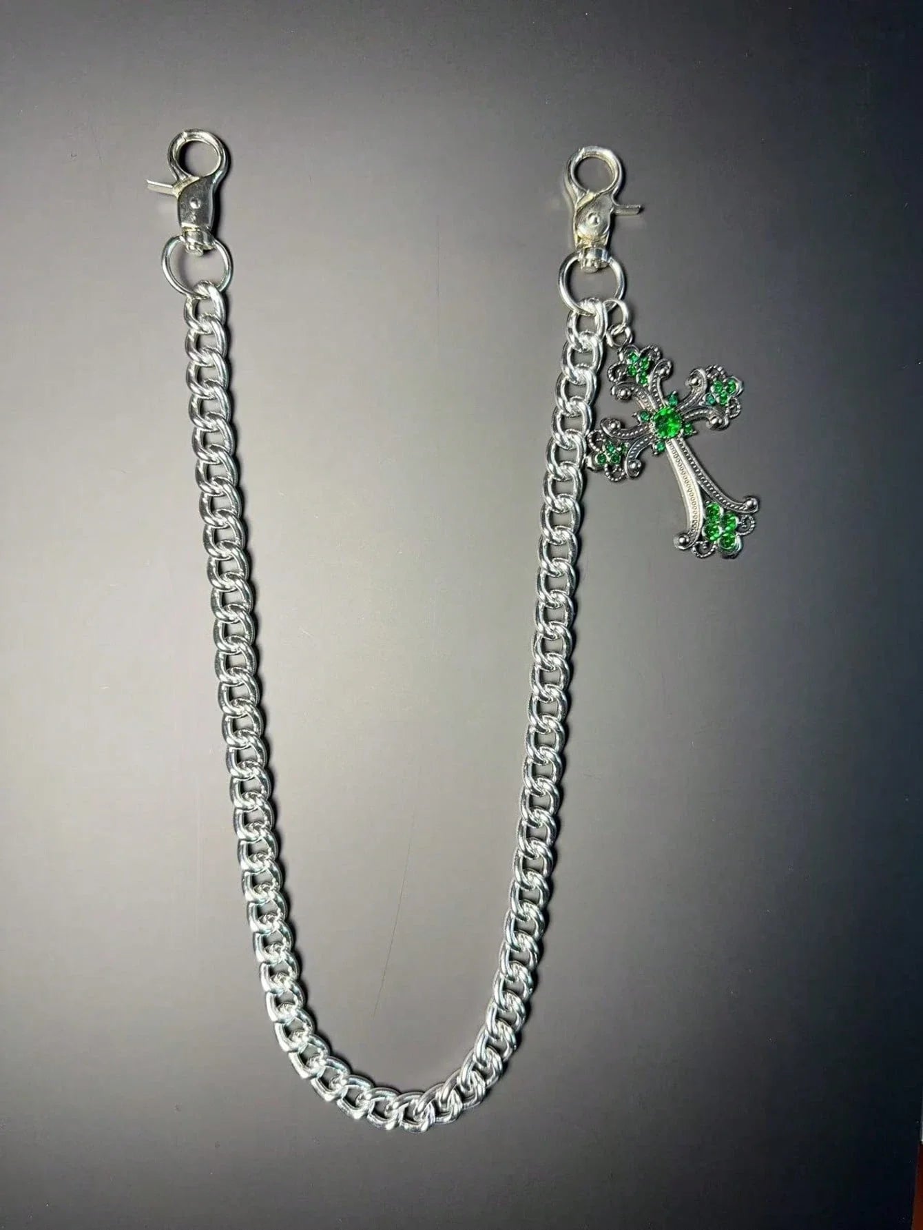 1pc Vintage Double Layer Cross Chain, Wallet Chain, Punk Jeans Chain, Pocket Chain, Men Keychain