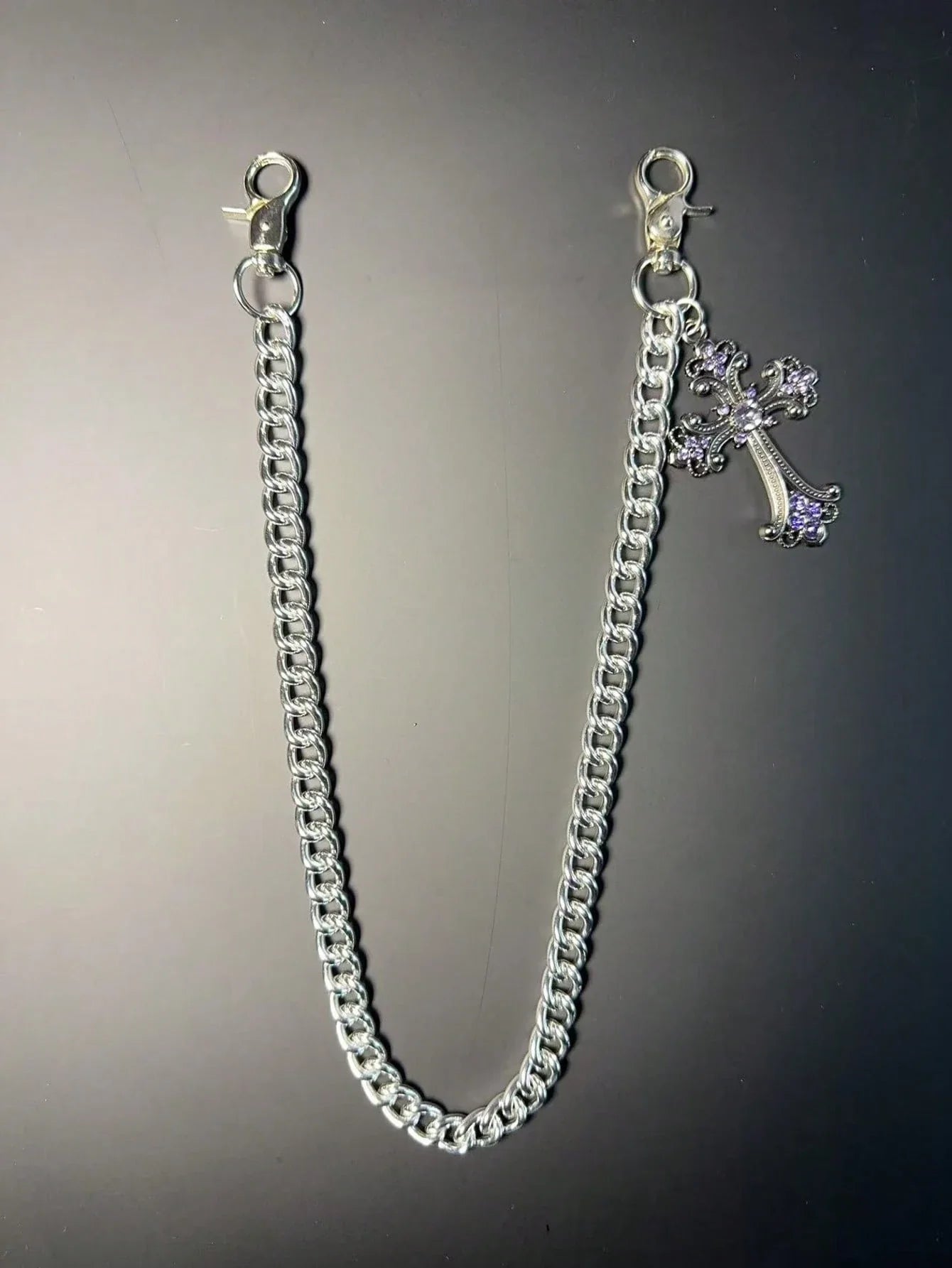 1pc Vintage Double Layer Cross Chain, Wallet Chain, Punk Jeans Chain, Pocket Chain, Men Keychain