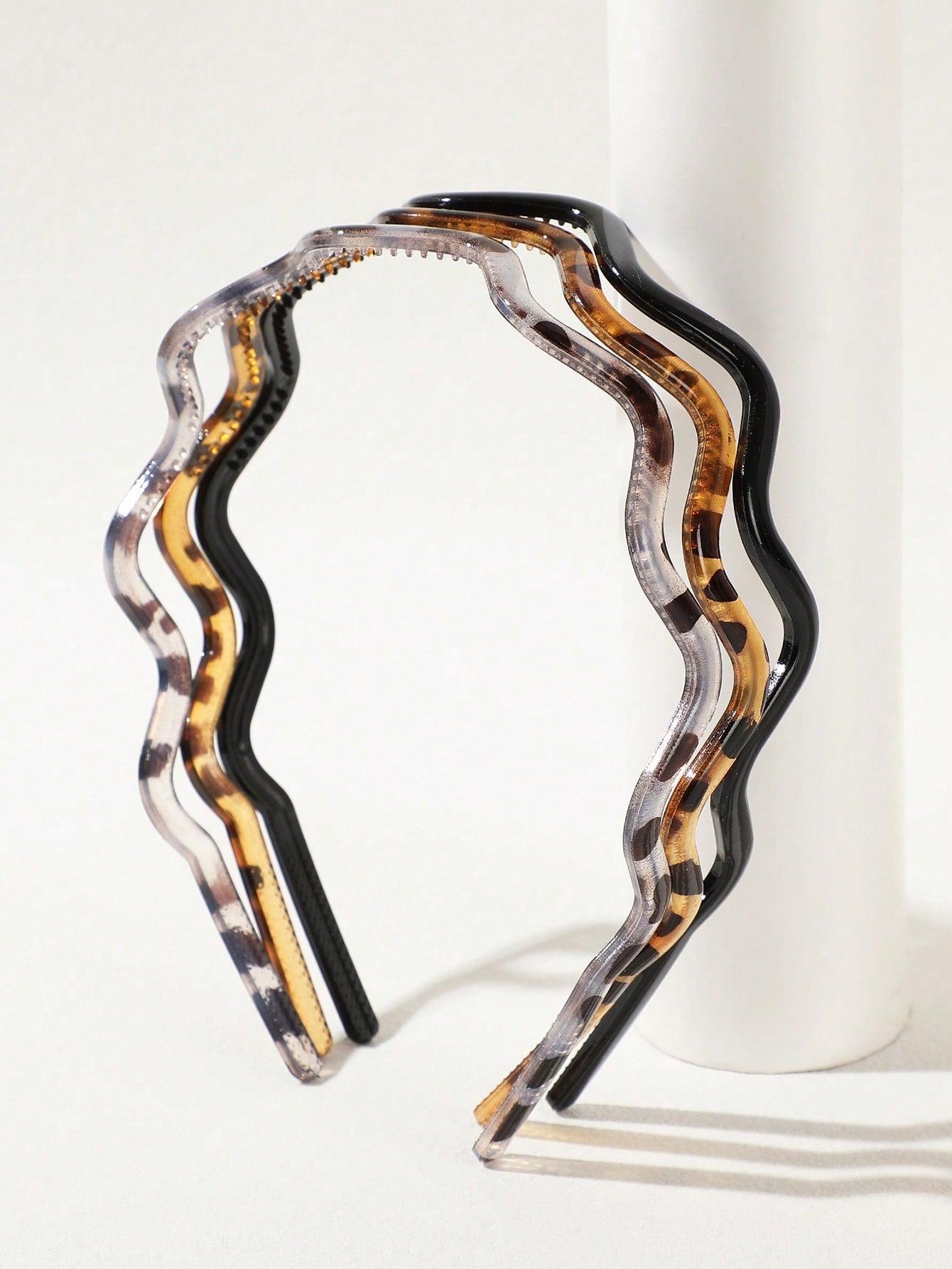 3pcs Wavy Toothed Headbands, Simple Non-Slip Hair Bands, Leopard Print Multi-Color, Suitable For Men And Women Hair Care, Hair Hoop ,Hairband For Women Hair Accessories