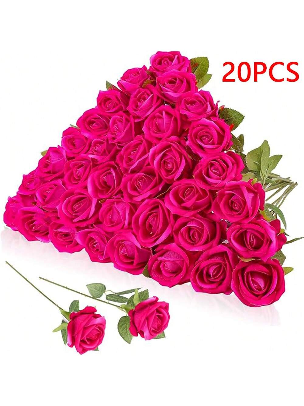 100pcs Artificial Deep Red Roses, Lifelike Flowers, Suitable For DIY Wedding Bouquets, Tabletop Decor, Bridal Shower, Valentine's Day Decoration, Baby Shower, Home Decor, Living Room, Dining Table, Wall, Garden, Wreath, Bedroom Decoration, Etc.
