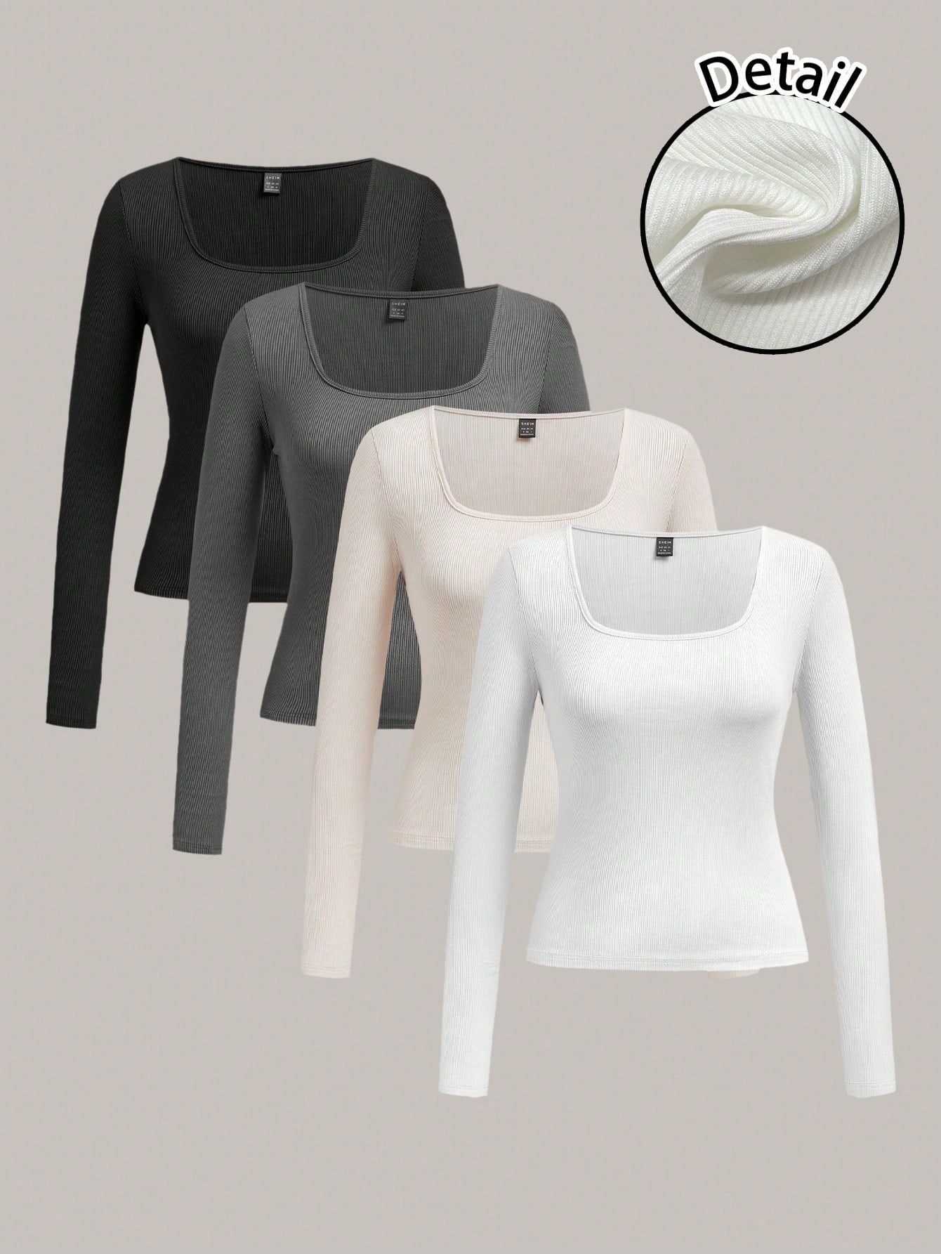 SHEIN Essnce 4pcs/Set Casual Solid Color Versatile Crew Neck Long Sleeve T-Shirts For Women, Suitable For Autumn/Winter,Fall