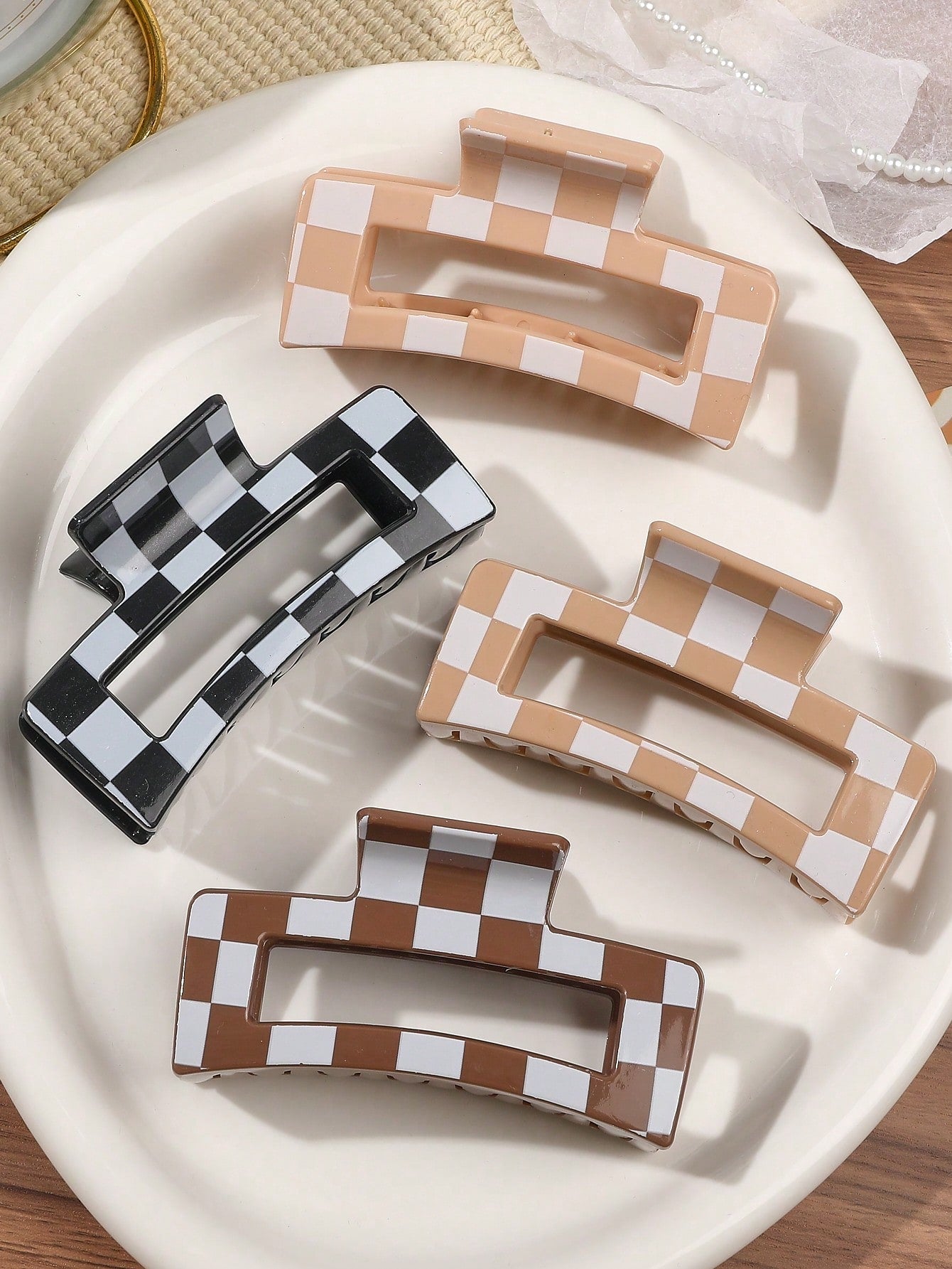 4pcs Leopard Print Hair Claw Clips, Glossy Minimalist Square Hair Clips Accessories For Daily & Casual Wear Hair Jaw Clip Hair Clamps Hair Clutch Hair Catcher Clip, School Stuff, College Fall Winter Hair Accessories For Women For Vacation Outfits Woman Fl