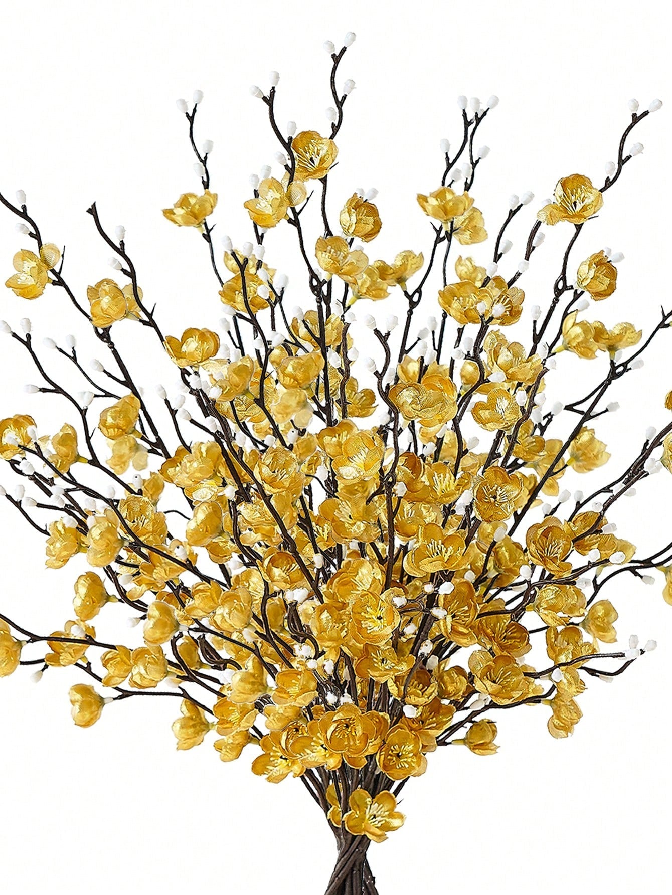 4/8pcs Artificial Flowers White Plum Blossom 21.7'' Fake Winter Sweet Long Stem Plastic Flowers Home Hotel Office Wedding Party Garden Decor